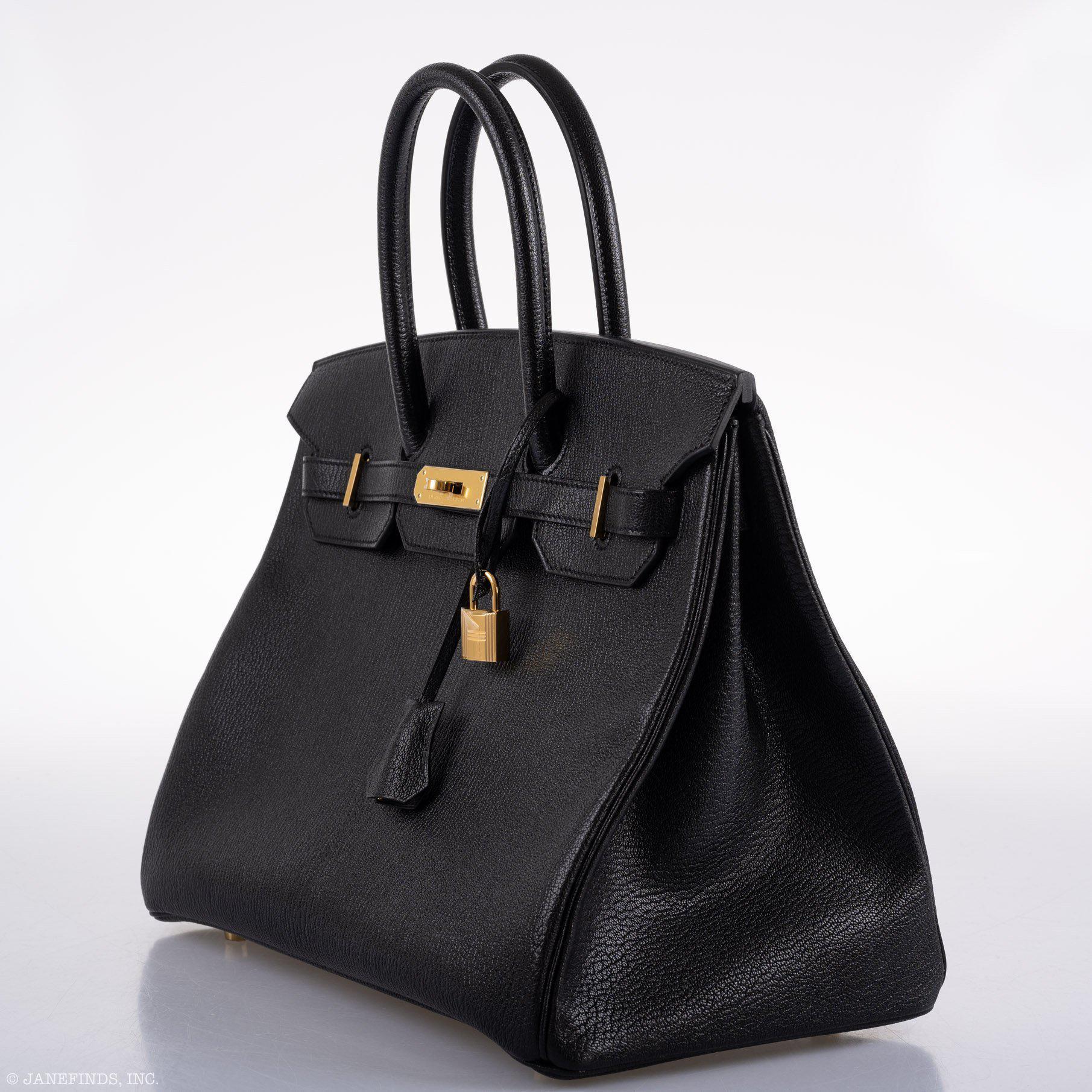 Hermes Birkin 35 Black Chevre De Coromandel with Gold Hardware - 2019, D - Exclusu
