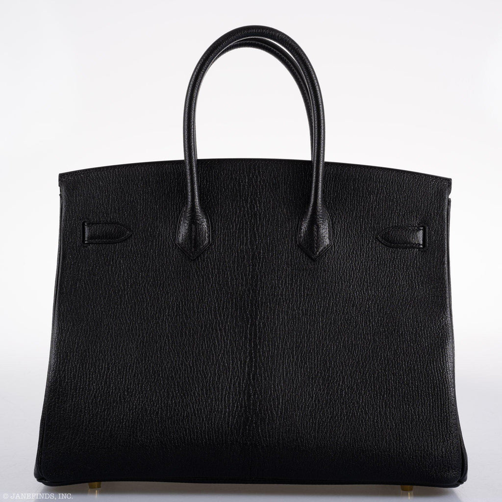Hermes Birkin 35 Black Chevre De Coromandel with Gold Hardware - 2019, D - Exclusu