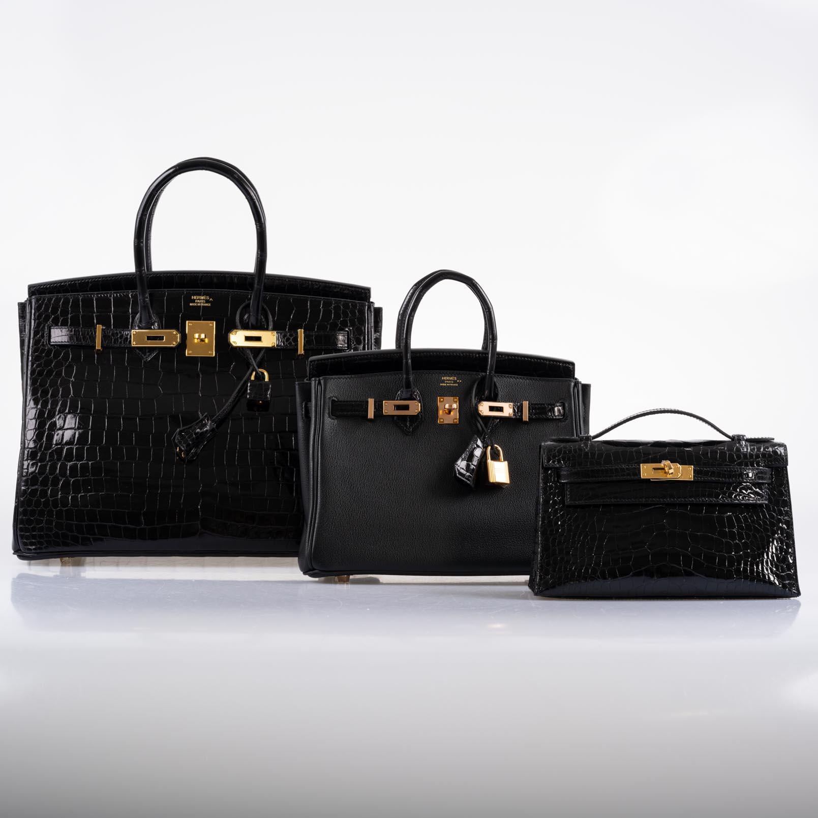 Hermes Birkin 35 Black Shiny Porosus Crocodile with Gold Hardware - 2017, A - Exclusu
