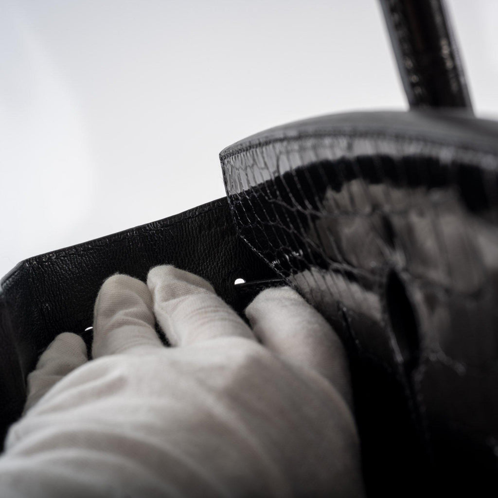 Hermes Birkin 35 Black Shiny Porosus Crocodile with Gold Hardware - 2017, A - Exclusu