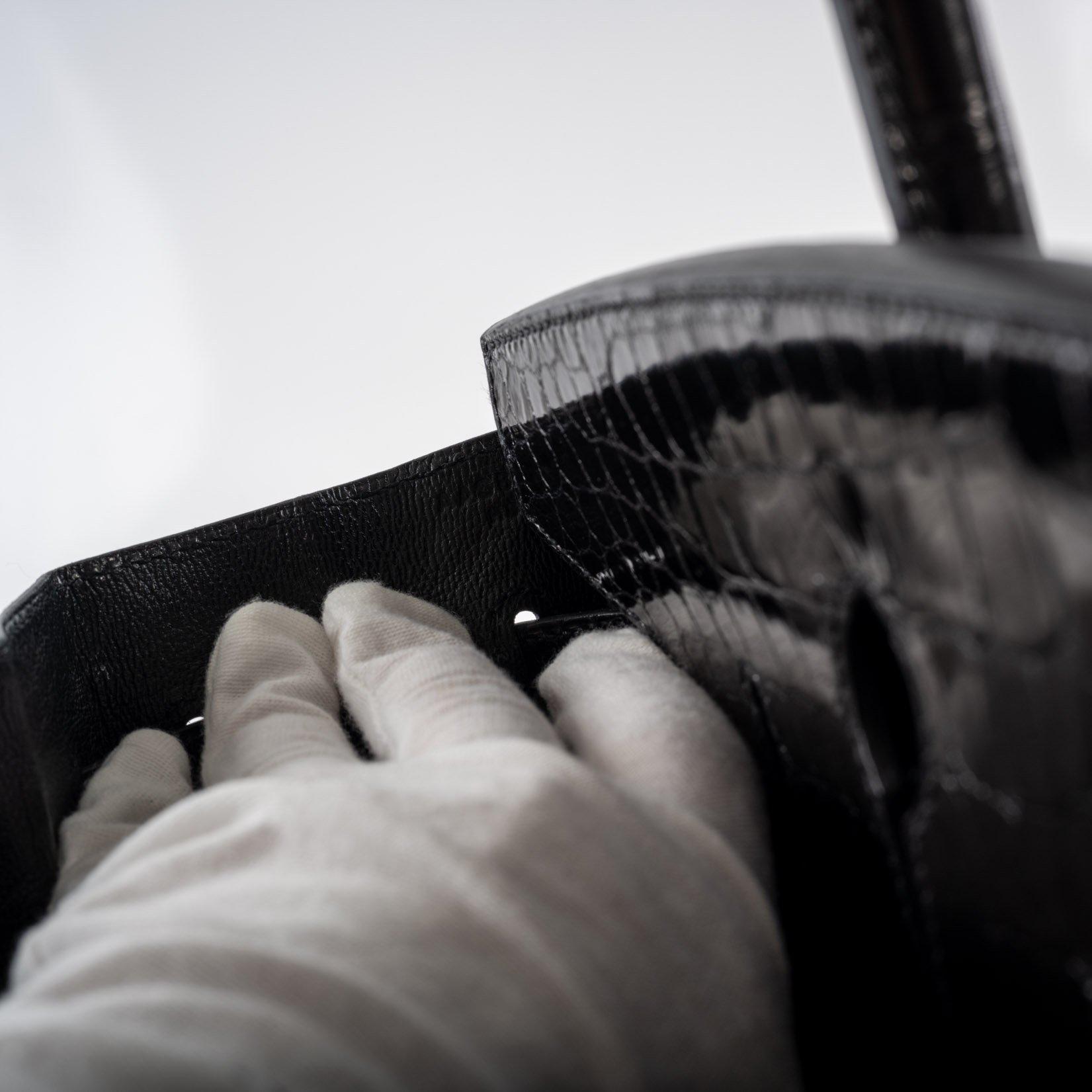 Hermes Birkin 35 Black Shiny Porosus Crocodile with Gold Hardware - 2017, A - Exclusu