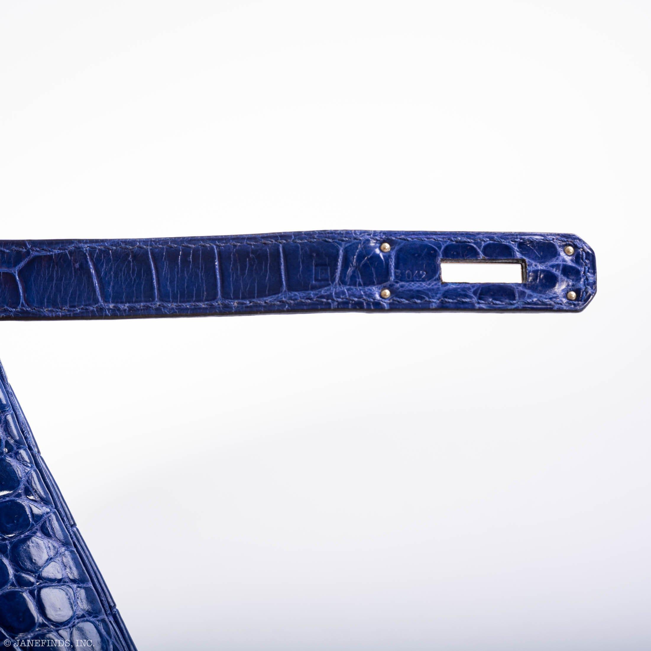 Hermes Birkin 35 Blue Electric Porosus Crocodile Palladium Hardware - 2012, P Square - Exclusu