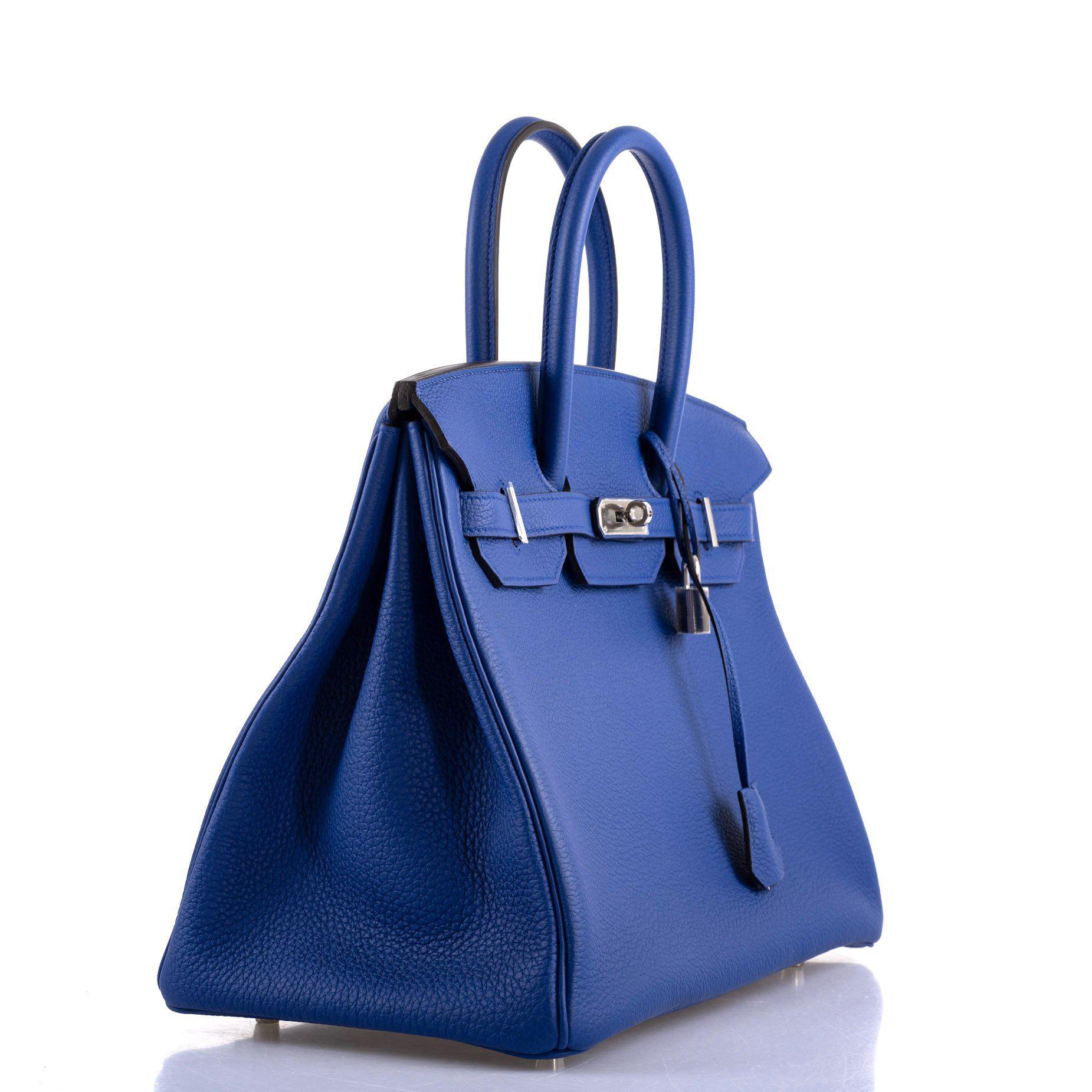 Hermes Birkin 35 Blue Electric Togo Palladium Hardware - 2015, T - Exclusu
