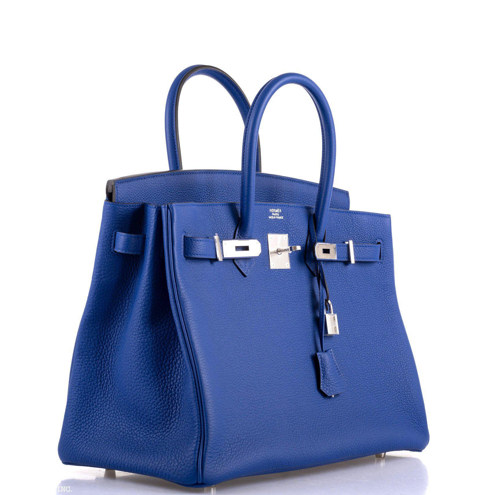 Hermes Birkin 35 Blue Electric Togo Palladium Hardware - 2015, T - Exclusu