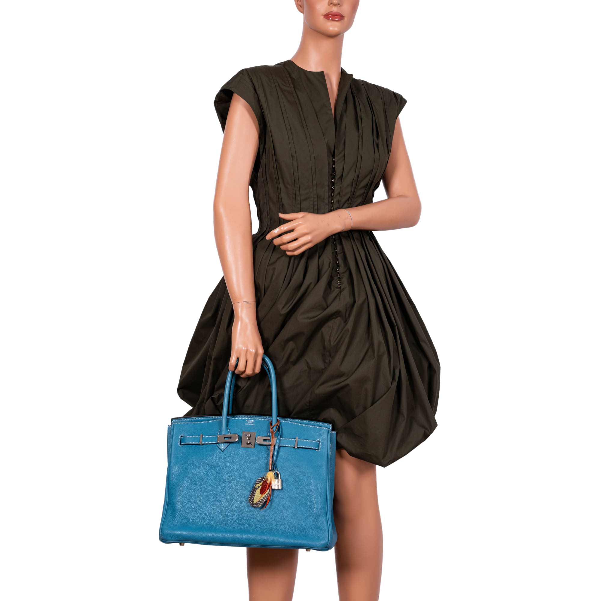 Hermes Birkin 35 Blue Jean Togo with Palladium Hardware - 2008, K Square - Exclusu