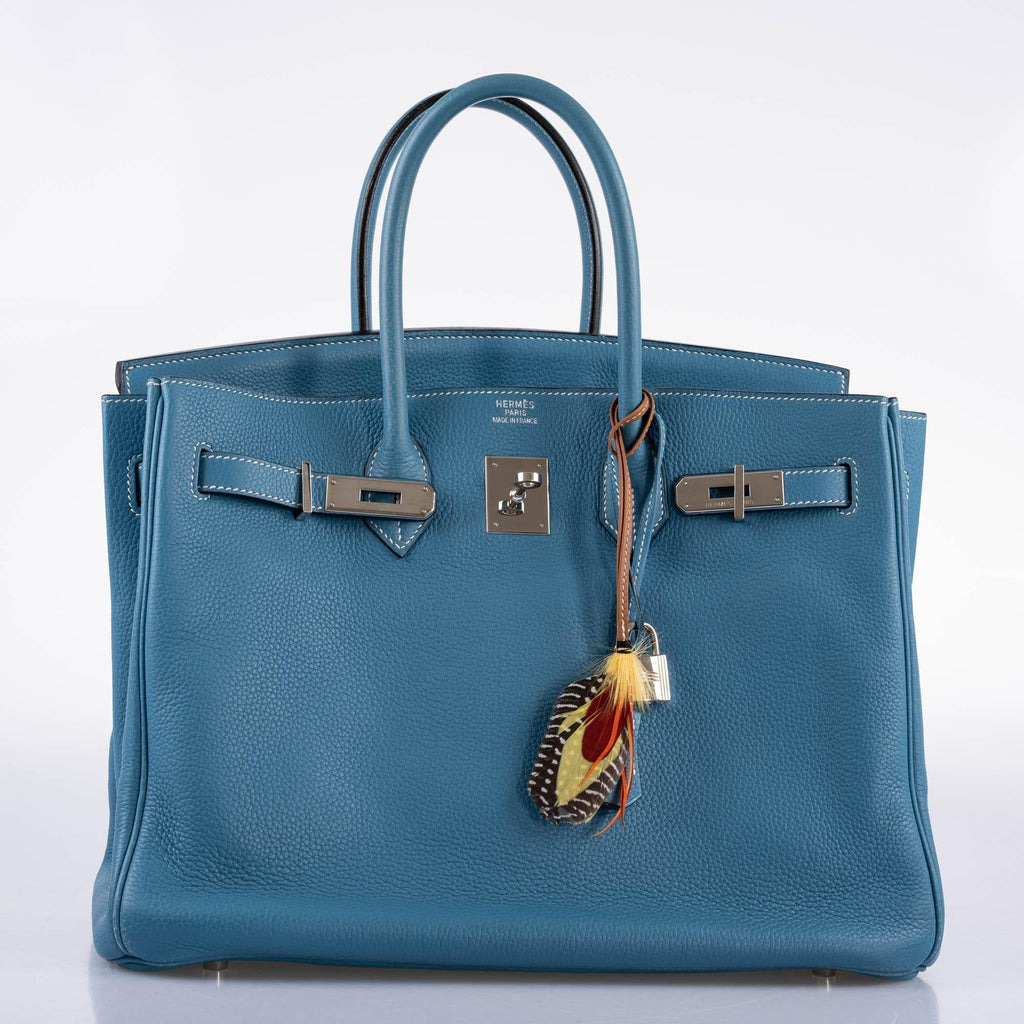 Hermes Birkin 35 Blue Jean Togo with Palladium Hardware - 2008, K Square - Exclusu