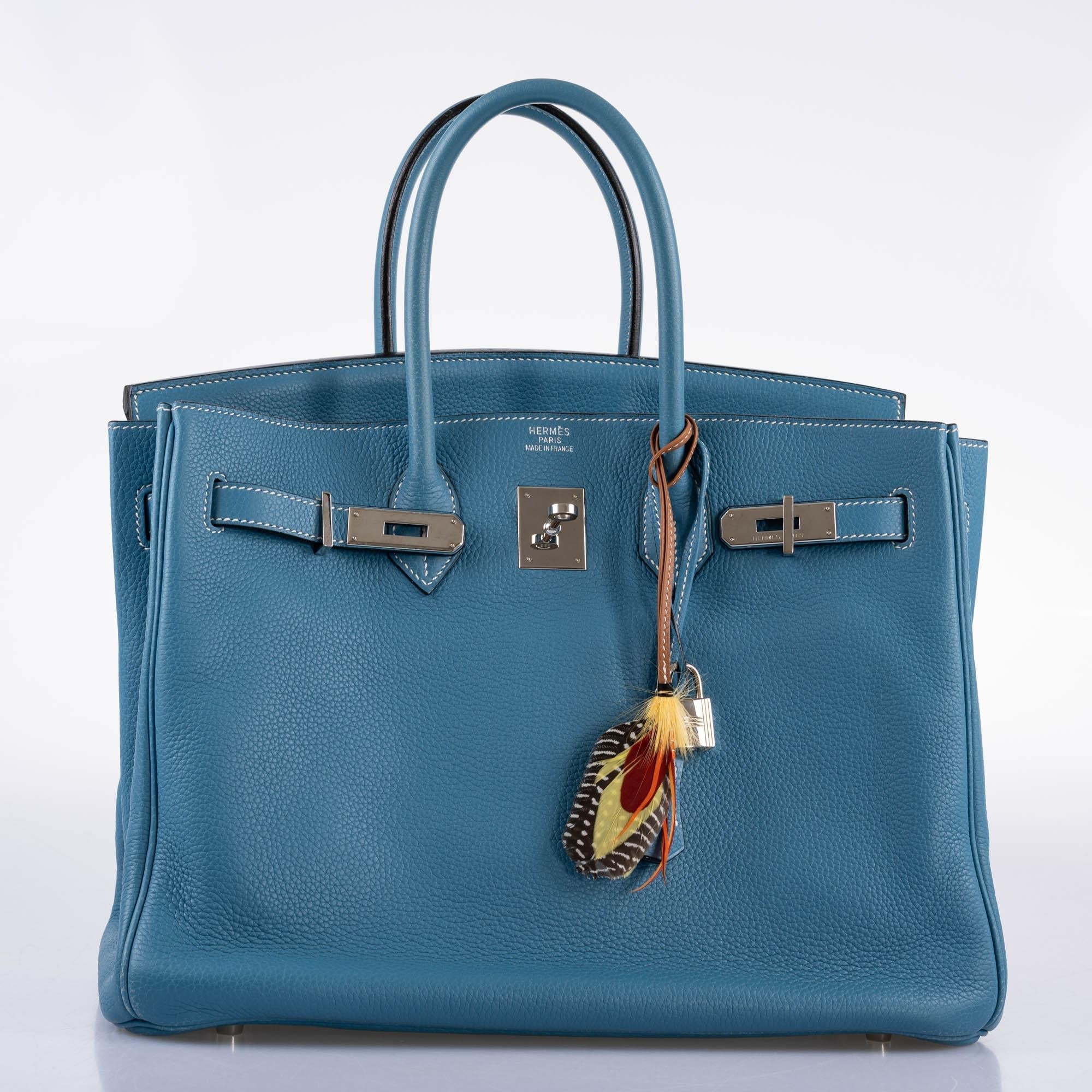 Hermes Birkin 35 Blue Jean Togo with Palladium Hardware - 2008, K Square - Exclusu