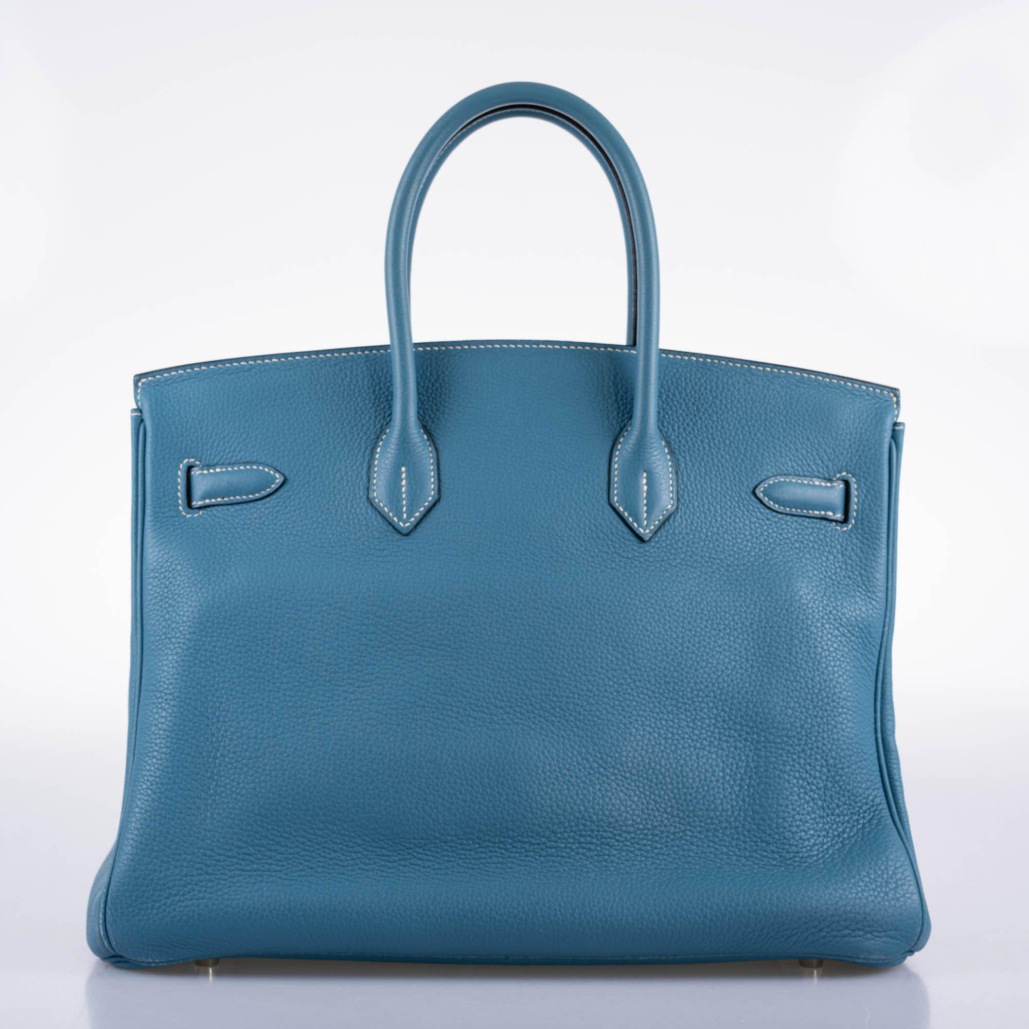 Hermes Birkin 35 Blue Jean Togo with Palladium Hardware - 2008, K Square - Exclusu