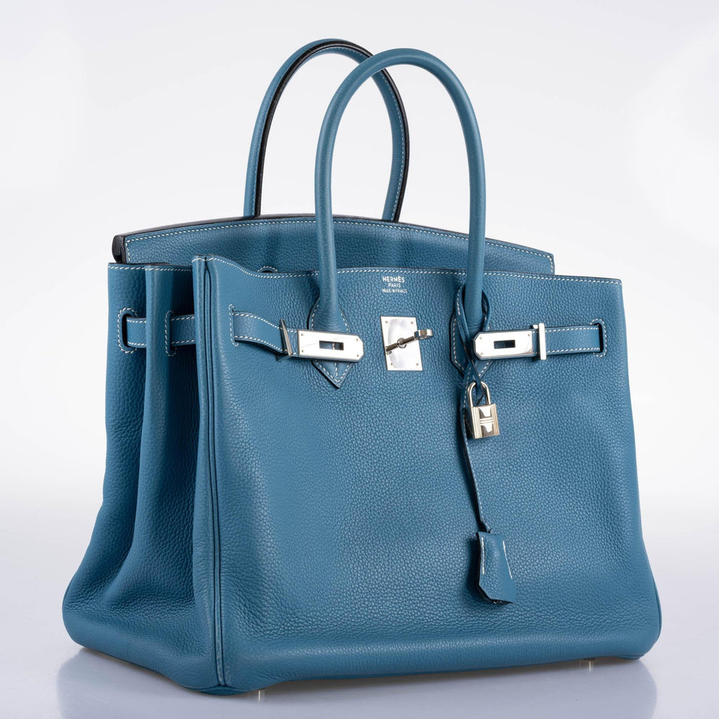 Hermes Birkin 35 Blue Jean Togo with Palladium Hardware - 2008, K Square - Exclusu