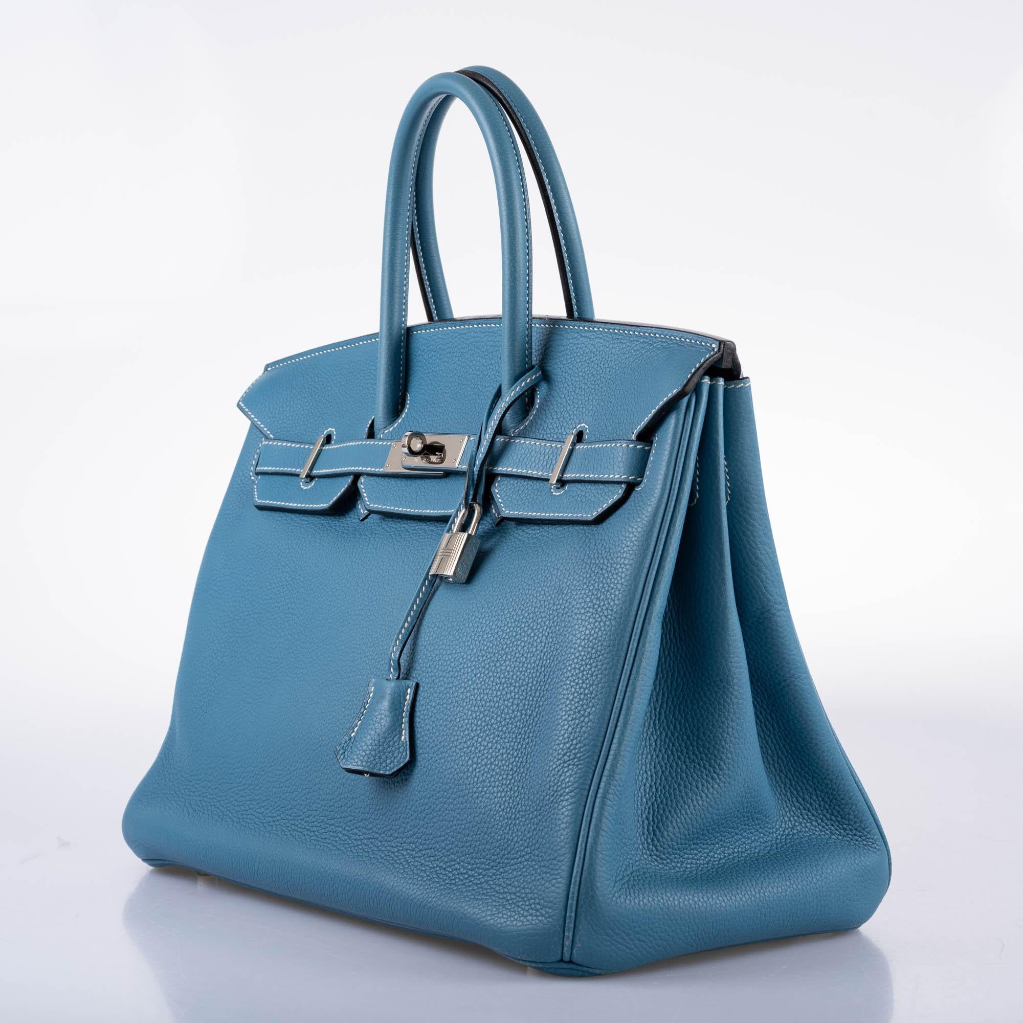 Hermes Birkin 35 Blue Jean Togo with Palladium Hardware - 2008, K Square - Exclusu