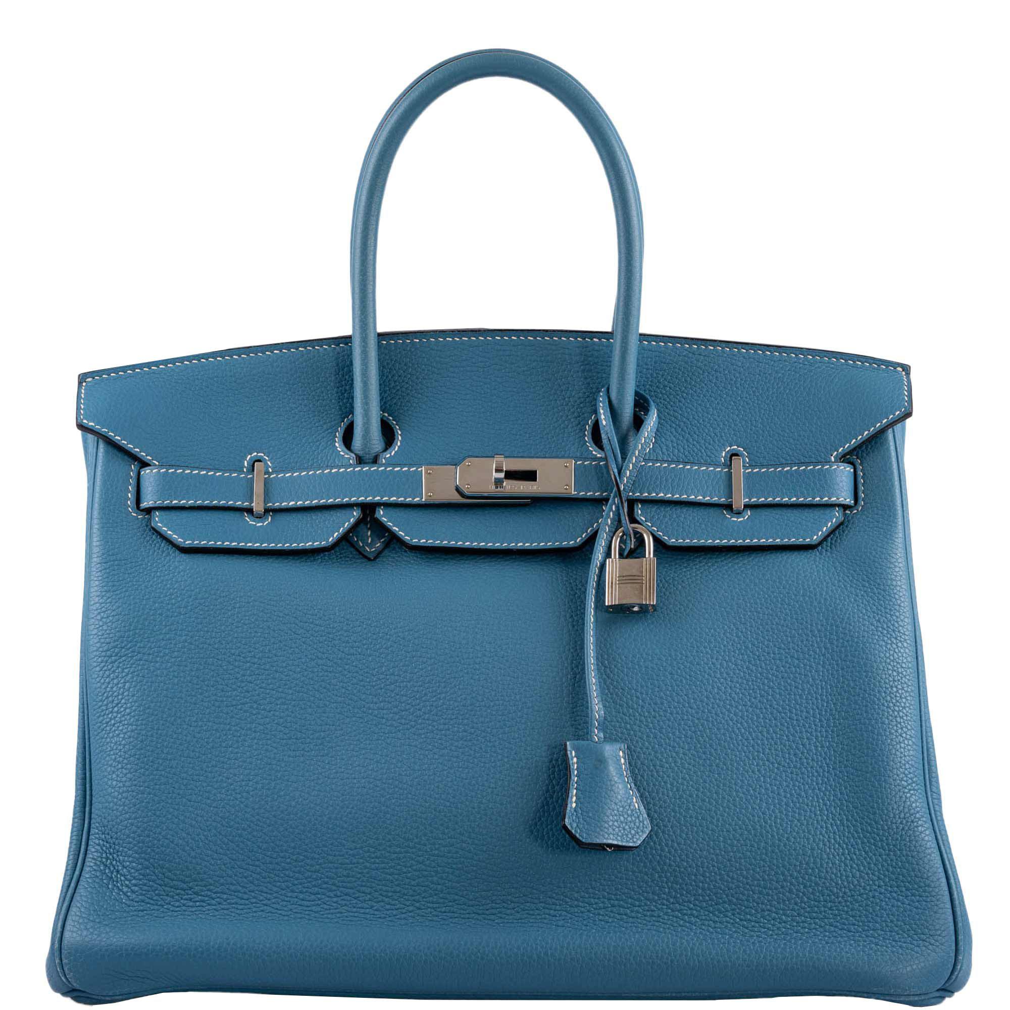 Hermes Birkin 35 Blue Jean Togo with Palladium Hardware - 2008, K Square - Exclusu