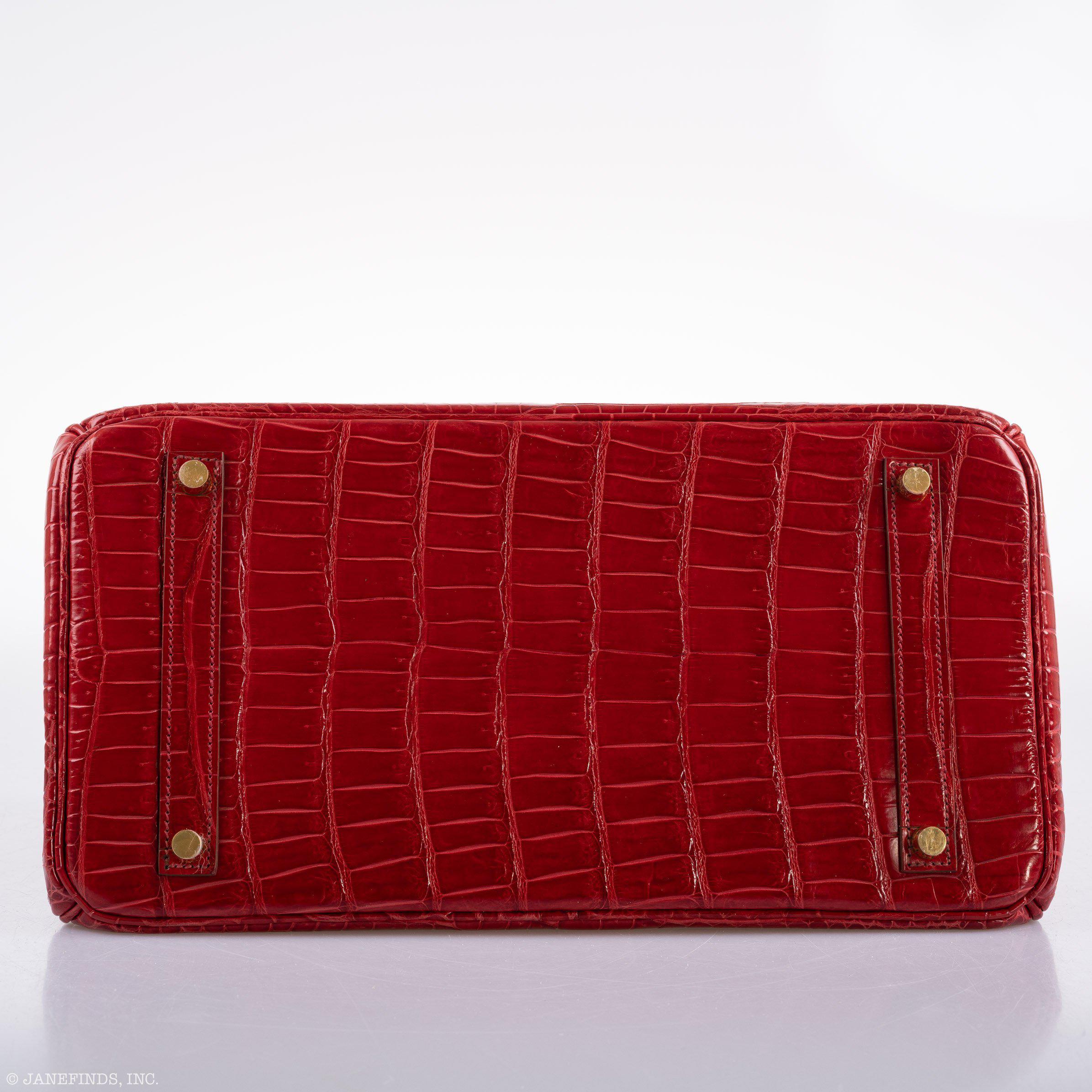 Hermes Birkin 35 Braise Porosus Crocodile with Gold Hardware - 2011, Square O - Exclusu