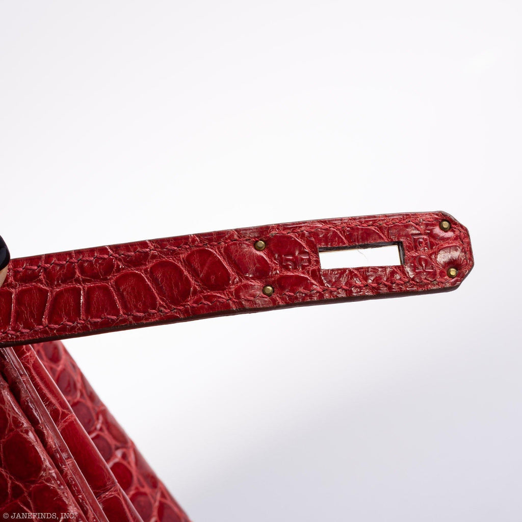 Hermes Birkin 35 Braise Porosus Crocodile with Gold Hardware - 2011, Square O - Exclusu