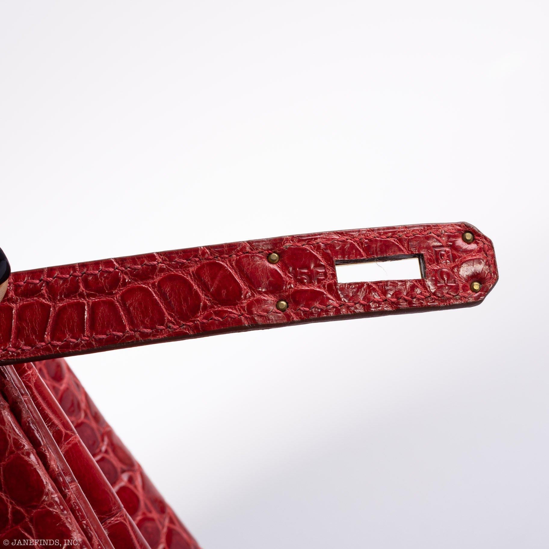 Hermes Birkin 35 Braise Porosus Crocodile with Gold Hardware - 2011, Square O - Exclusu