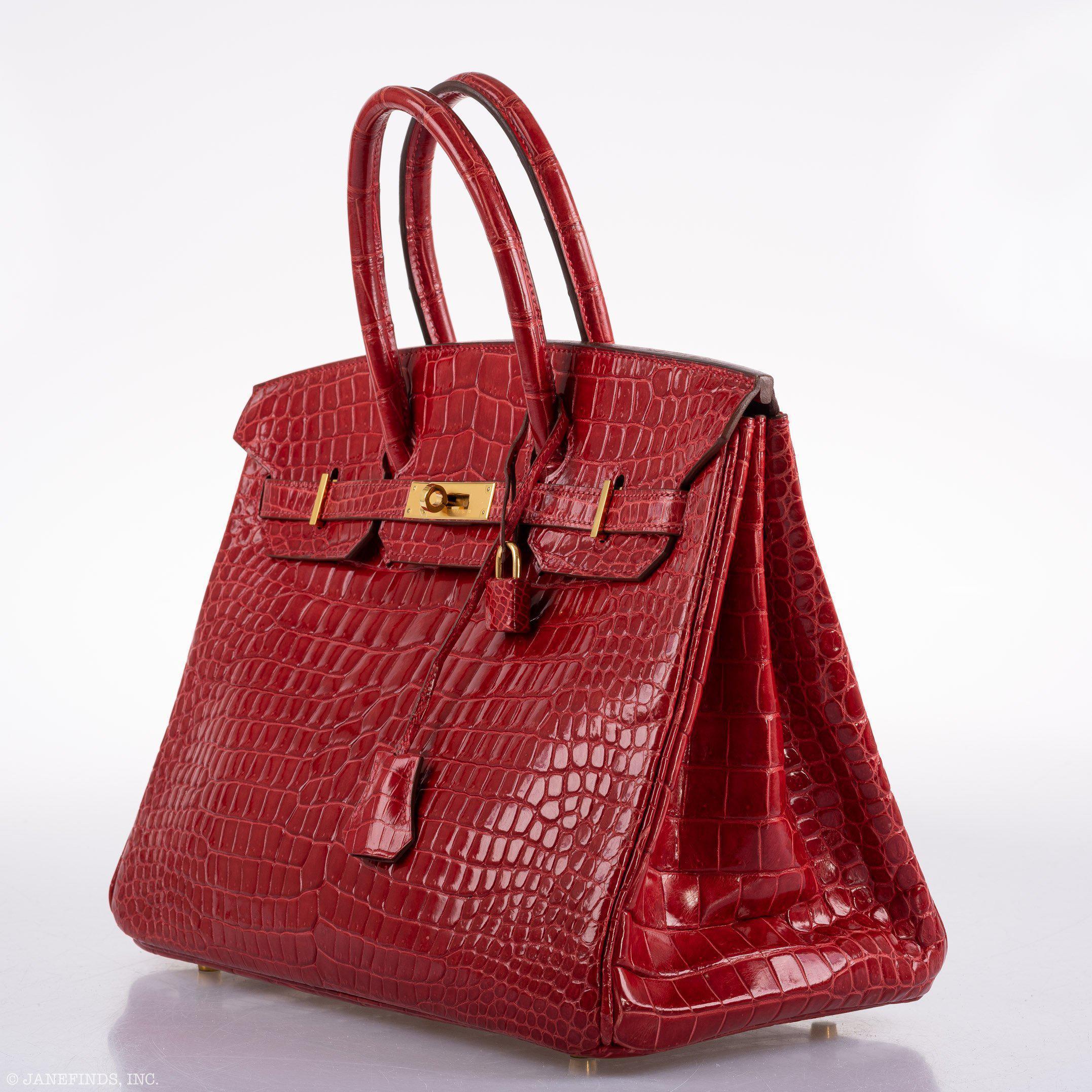 Hermes Birkin 35 Braise Porosus Crocodile with Gold Hardware - 2011, Square O - Exclusu