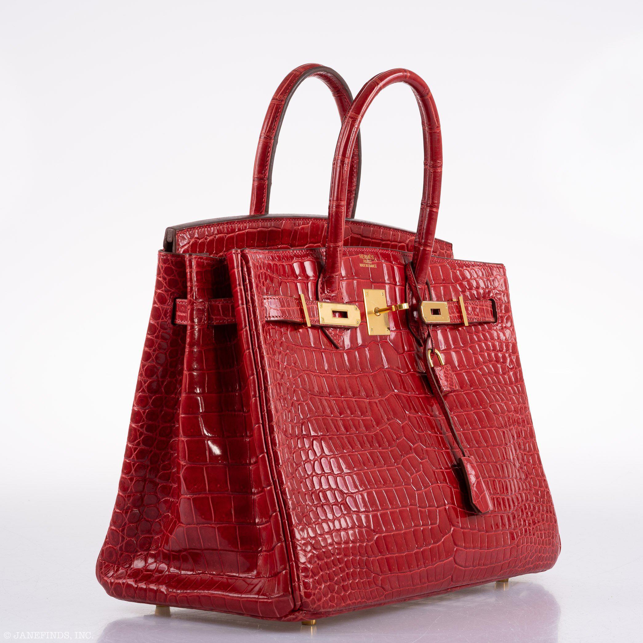 Hermes Birkin 35 Braise Porosus Crocodile with Gold Hardware - 2011, Square O - Exclusu