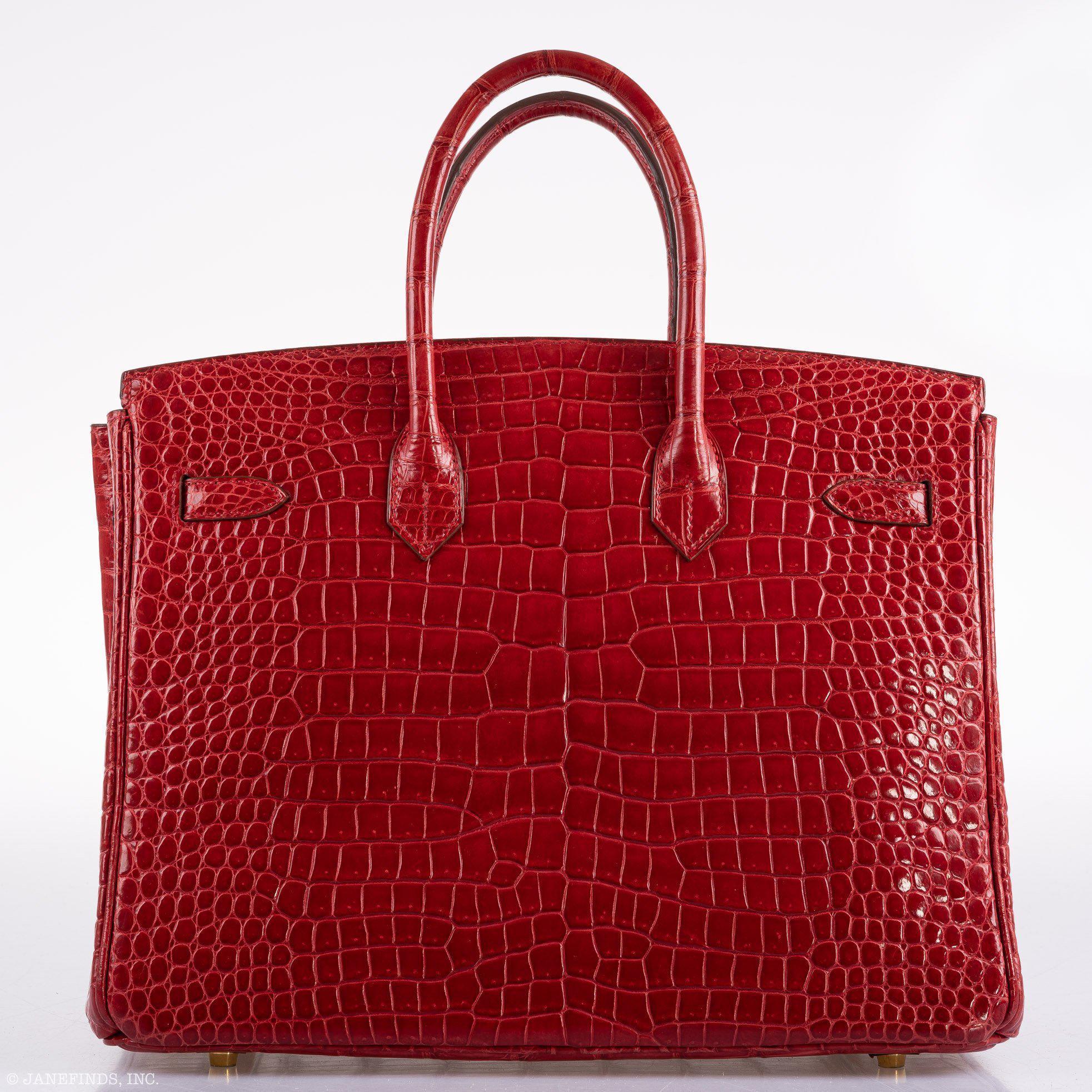 Hermes Birkin 35 Braise Porosus Crocodile with Gold Hardware - 2011, Square O - Exclusu