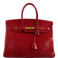 Hermes Birkin 35 Braise Porosus Crocodile with Gold Hardware - 2011, Square O - Exclusu