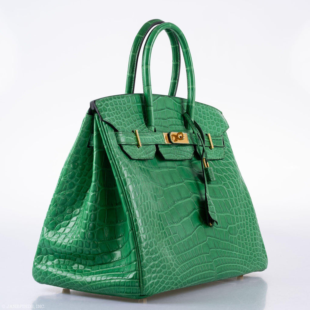 Hermes Birkin 35 Cactus Matte Alligator Gold Hardware - 2014, R - Exclusu