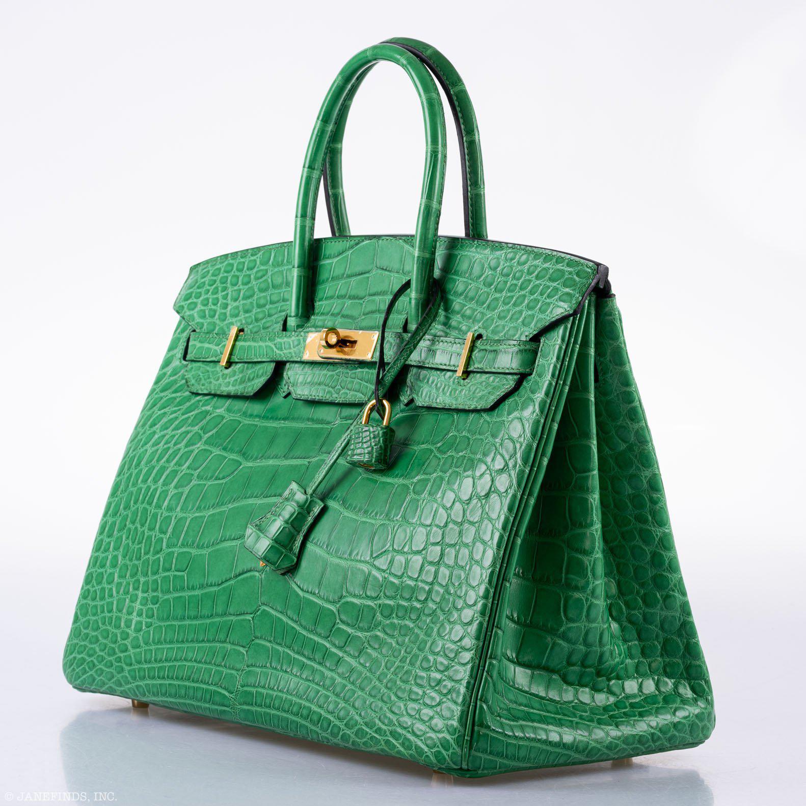 Hermes Birkin 35 Cactus Matte Alligator Gold Hardware - 2014, R - Exclusu