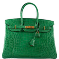 Hermes Birkin 35 Cactus Matte Alligator Gold Hardware - 2014, R - Exclusu