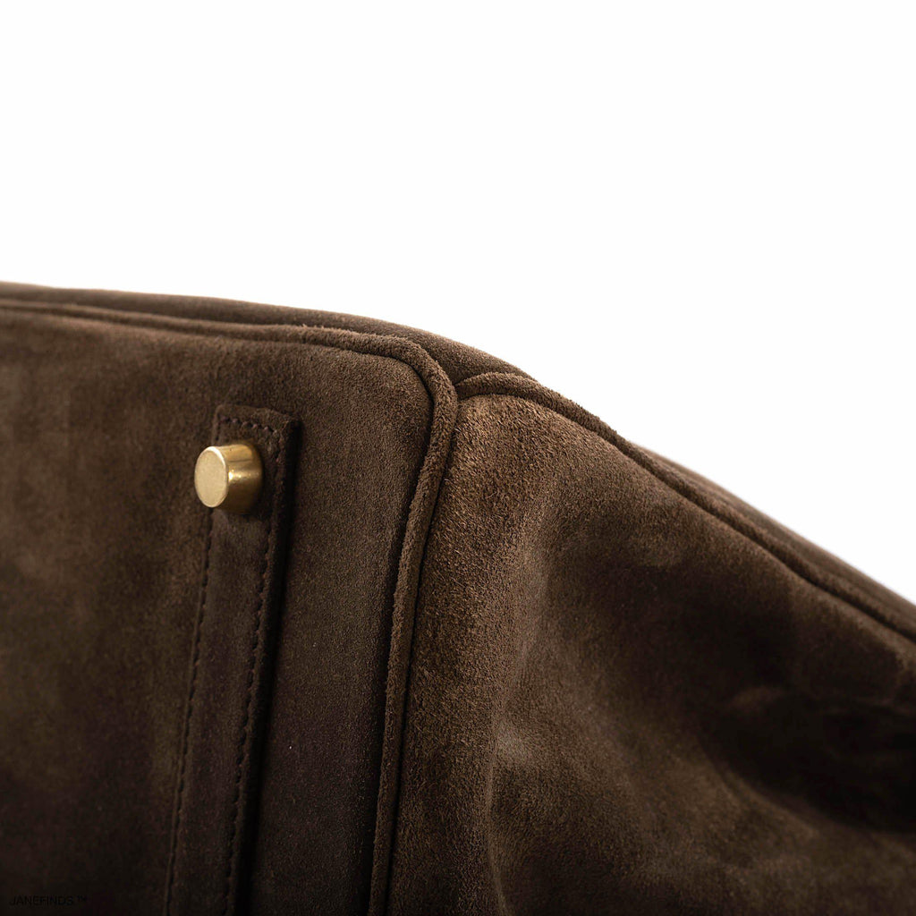 Hermes Birkin 35 Chocolate Veau Doblis Suede with Gold Hardware - 2011, O Square - Exclusu