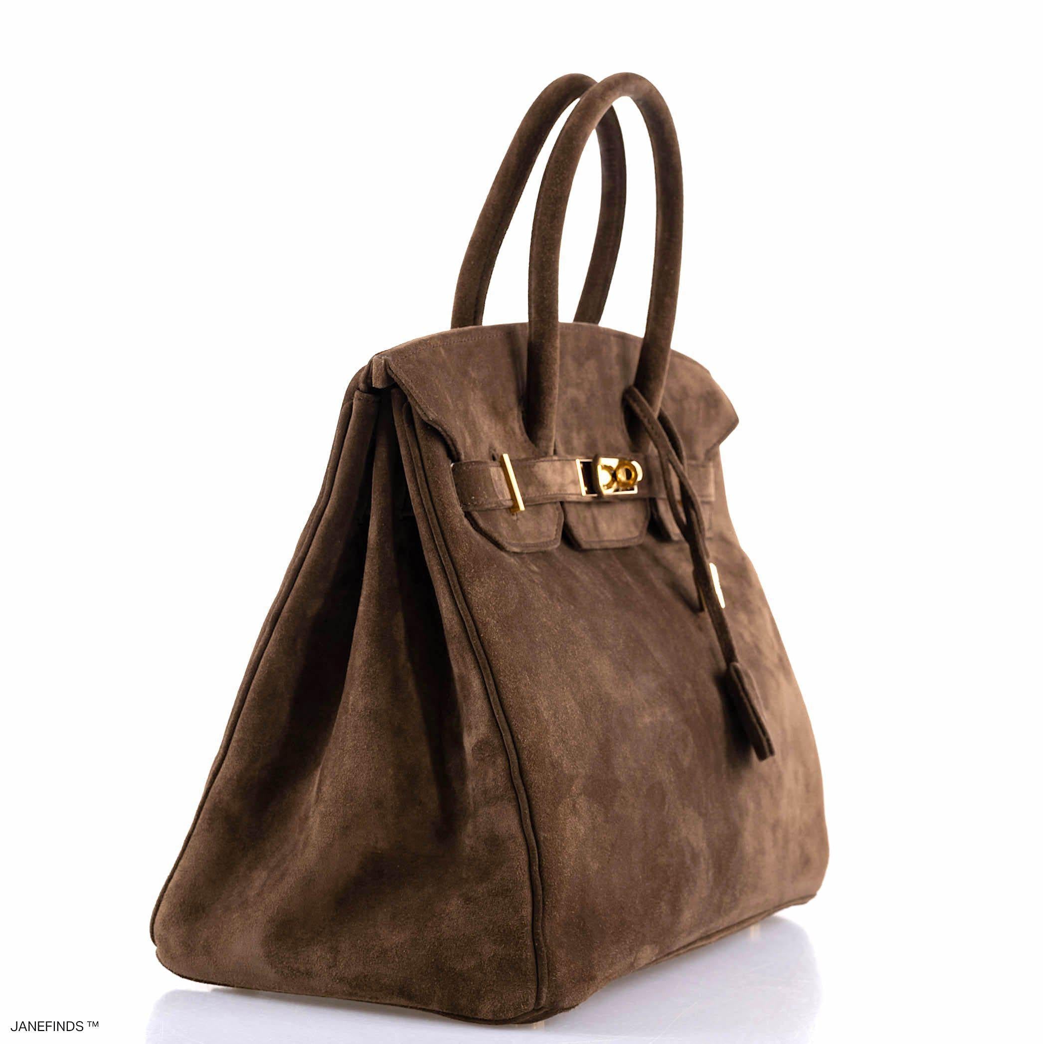 Hermes Birkin 35 Chocolate Veau Doblis Suede with Gold Hardware - 2011, O Square - Exclusu