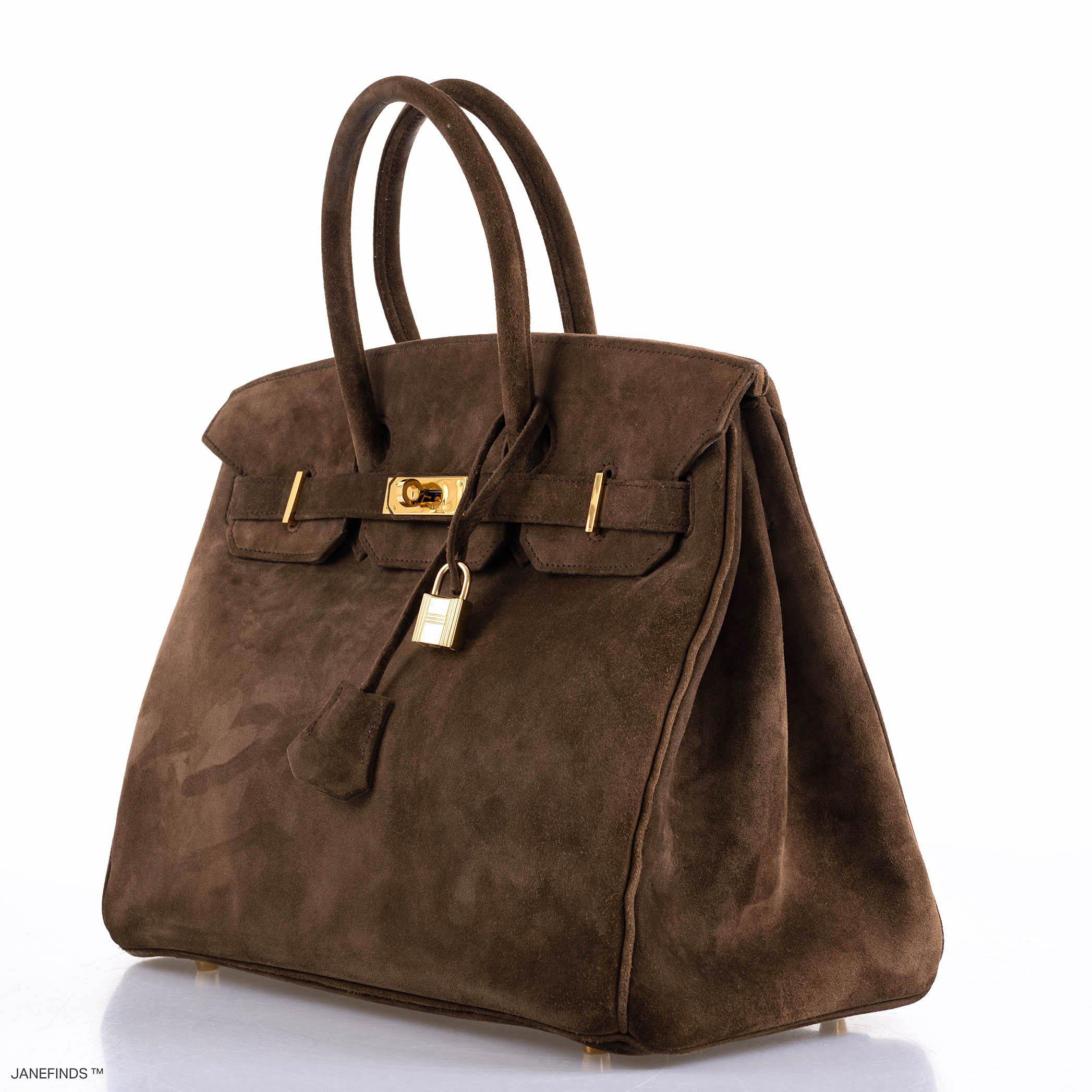 Hermes Birkin 35 Chocolate Veau Doblis Suede with Gold Hardware - 2011, O Square - Exclusu