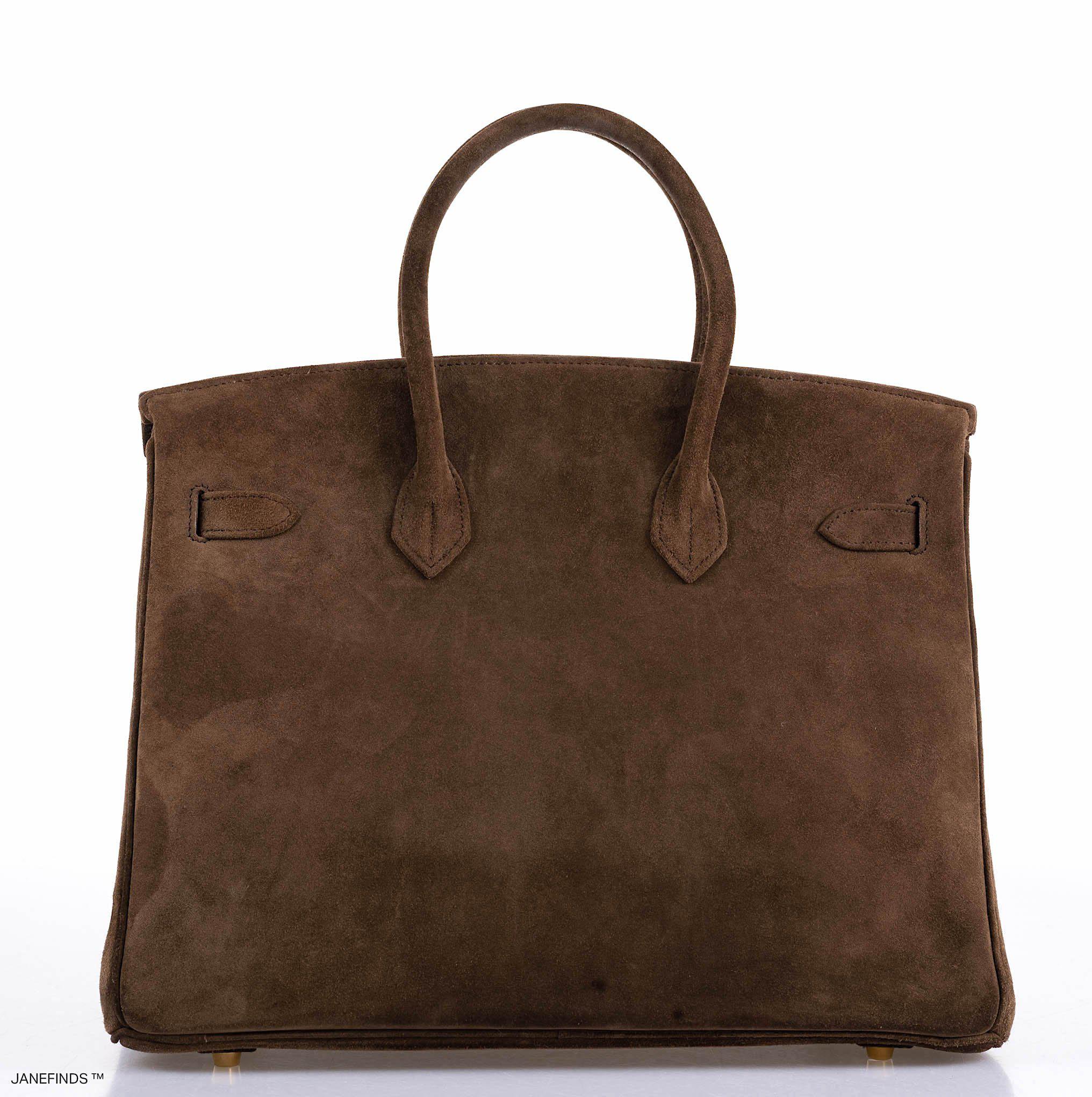 Hermes Birkin 35 Chocolate Veau Doblis Suede with Gold Hardware - 2011, O Square - Exclusu