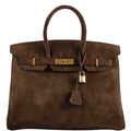 Hermes Birkin 35 Chocolate Veau Doblis Suede with Gold Hardware - 2011, O Square - Exclusu