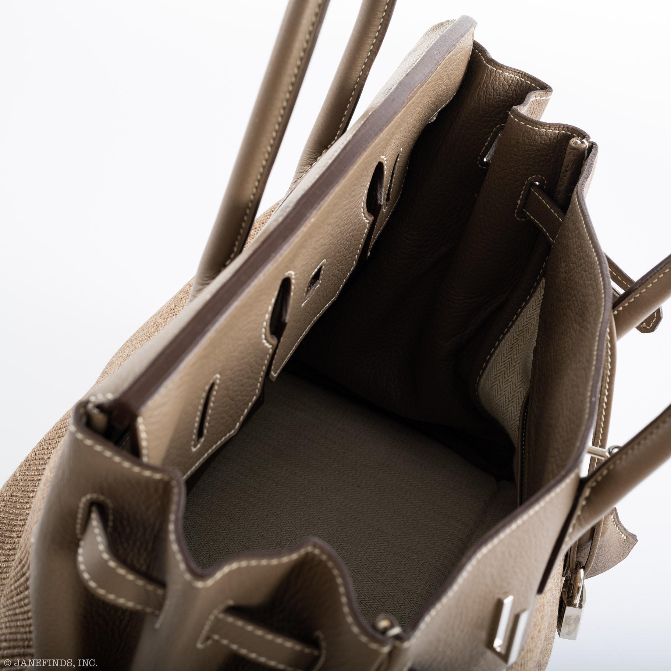 Hermes Birkin 35 Crinoline & Etoupe Clemence with Palladium Hardware - 2005, I Square - Exclusu