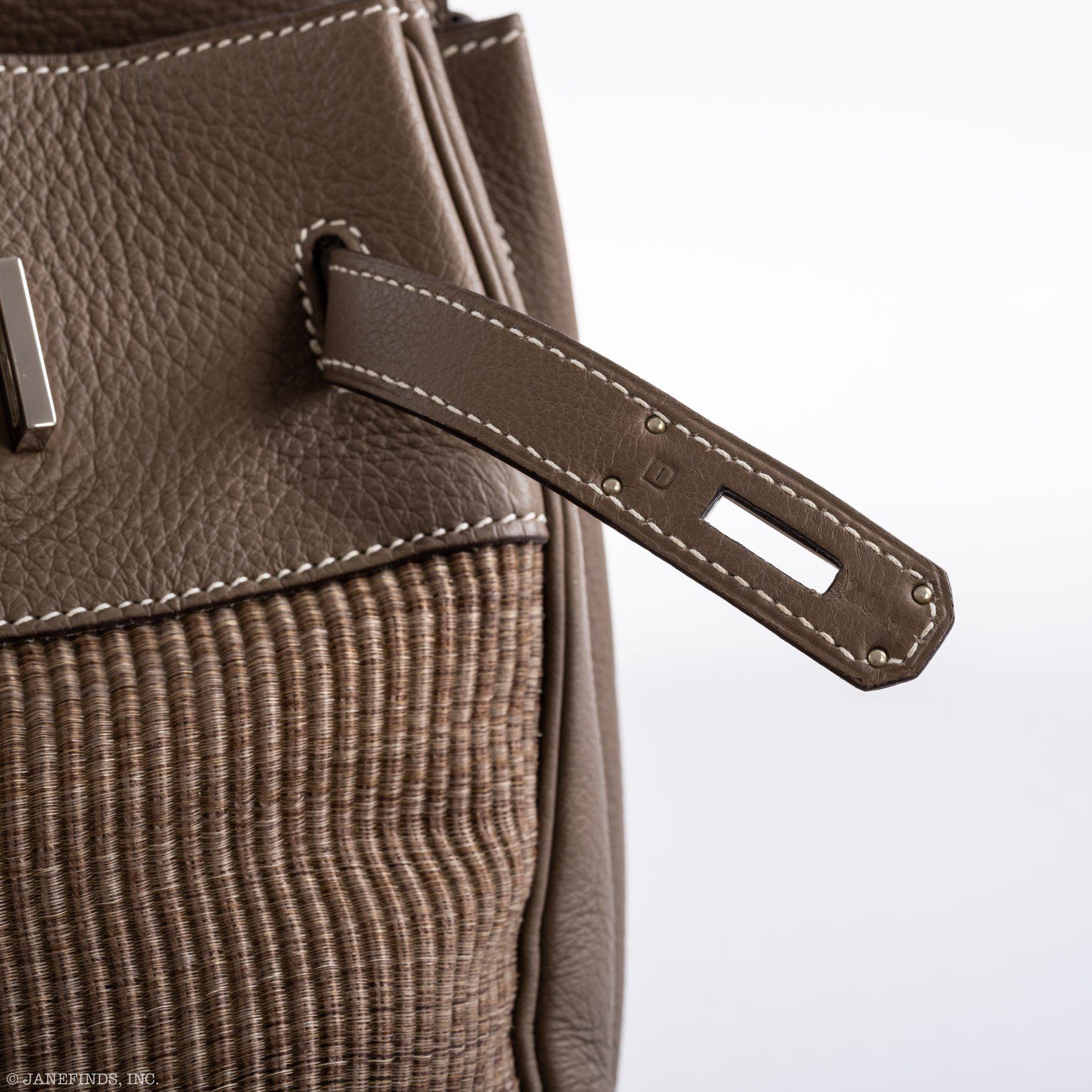 Hermes Birkin 35 Crinoline & Etoupe Clemence with Palladium Hardware - 2005, I Square - Exclusu