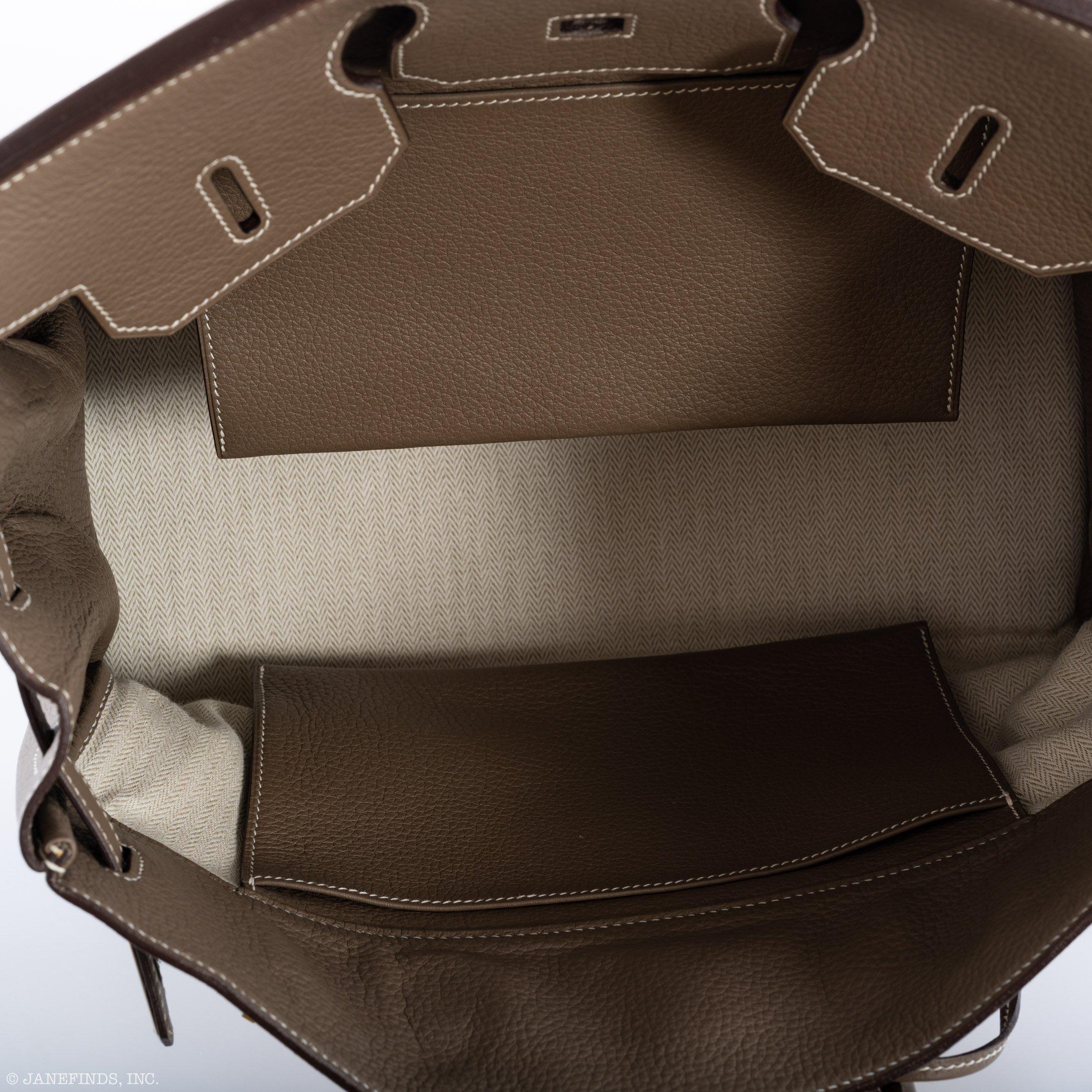 Hermes Birkin 35 Crinoline & Etoupe Clemence with Palladium Hardware - 2005, I Square - Exclusu