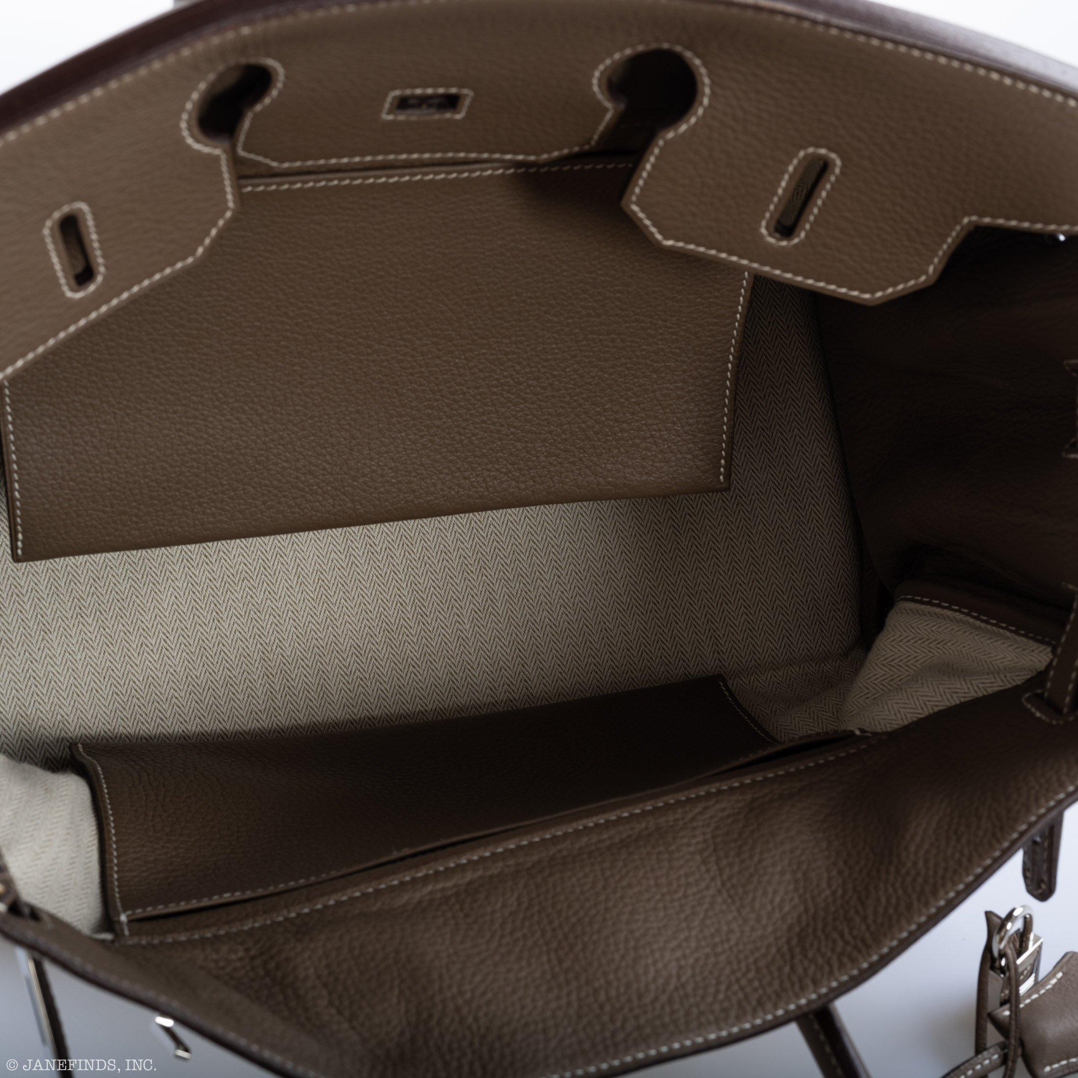 Hermes Birkin 35 Crinoline & Etoupe Clemence with Palladium Hardware - 2005, I Square - Exclusu