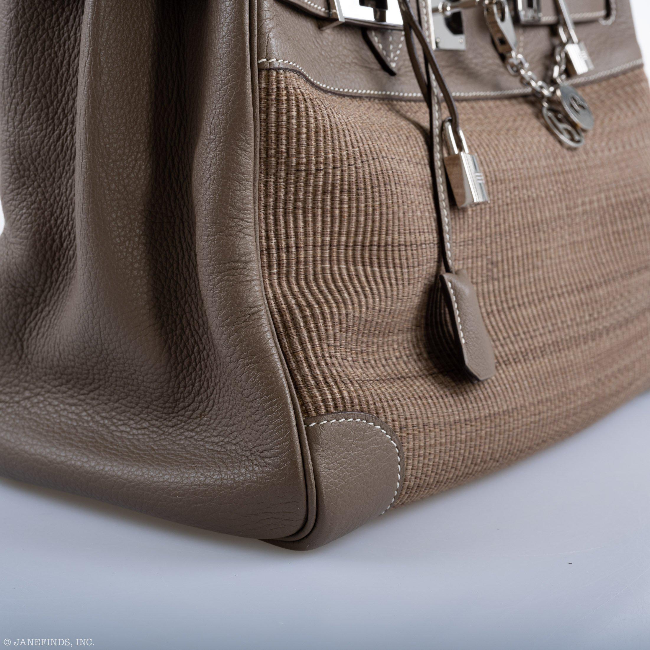 Hermes Birkin 35 Crinoline & Etoupe Clemence with Palladium Hardware - 2005, I Square - Exclusu