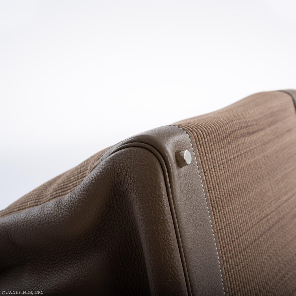 Hermes Birkin 35 Crinoline & Etoupe Clemence with Palladium Hardware - 2005, I Square - Exclusu