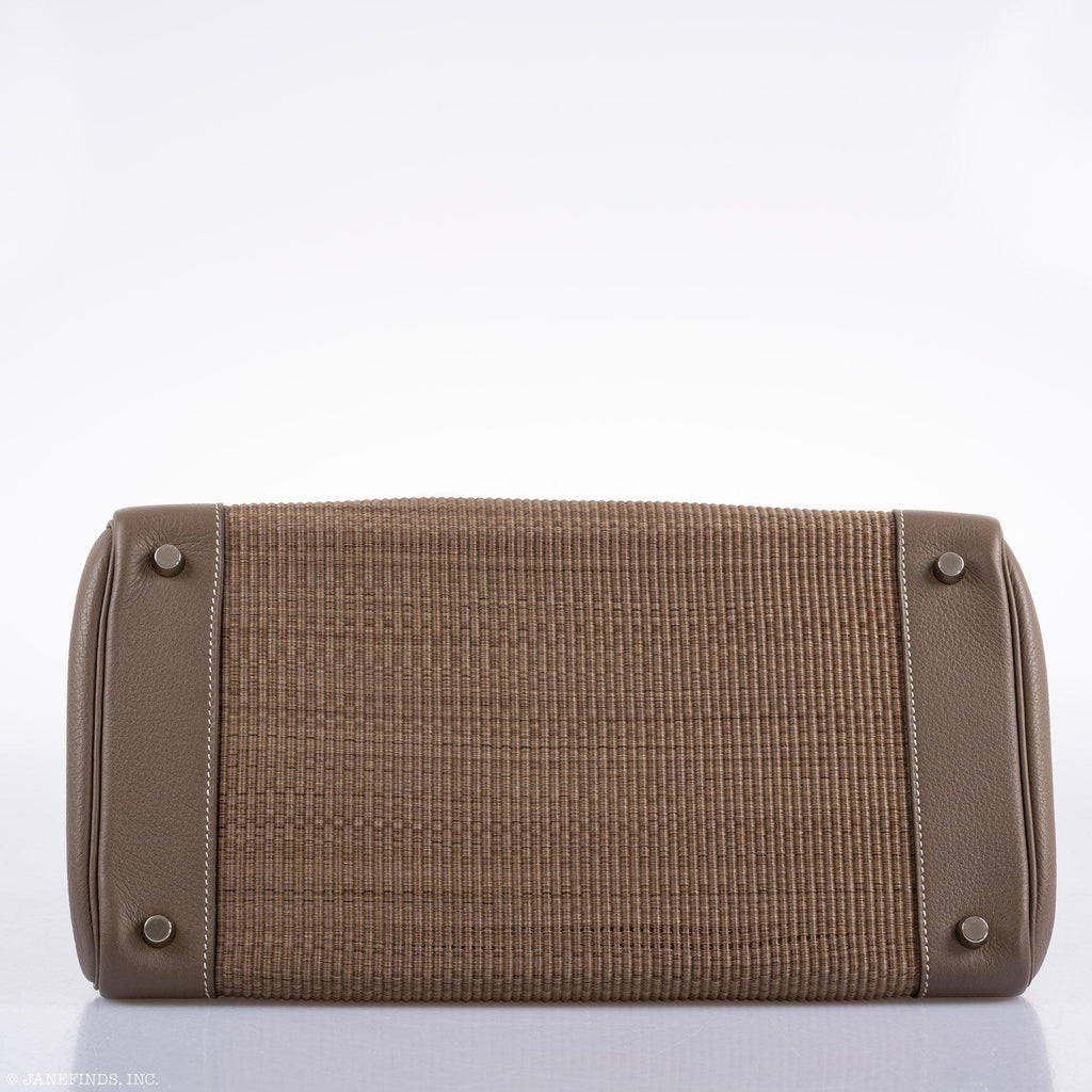 Hermes Birkin 35 Crinoline & Etoupe Clemence with Palladium Hardware - 2005, I Square - Exclusu