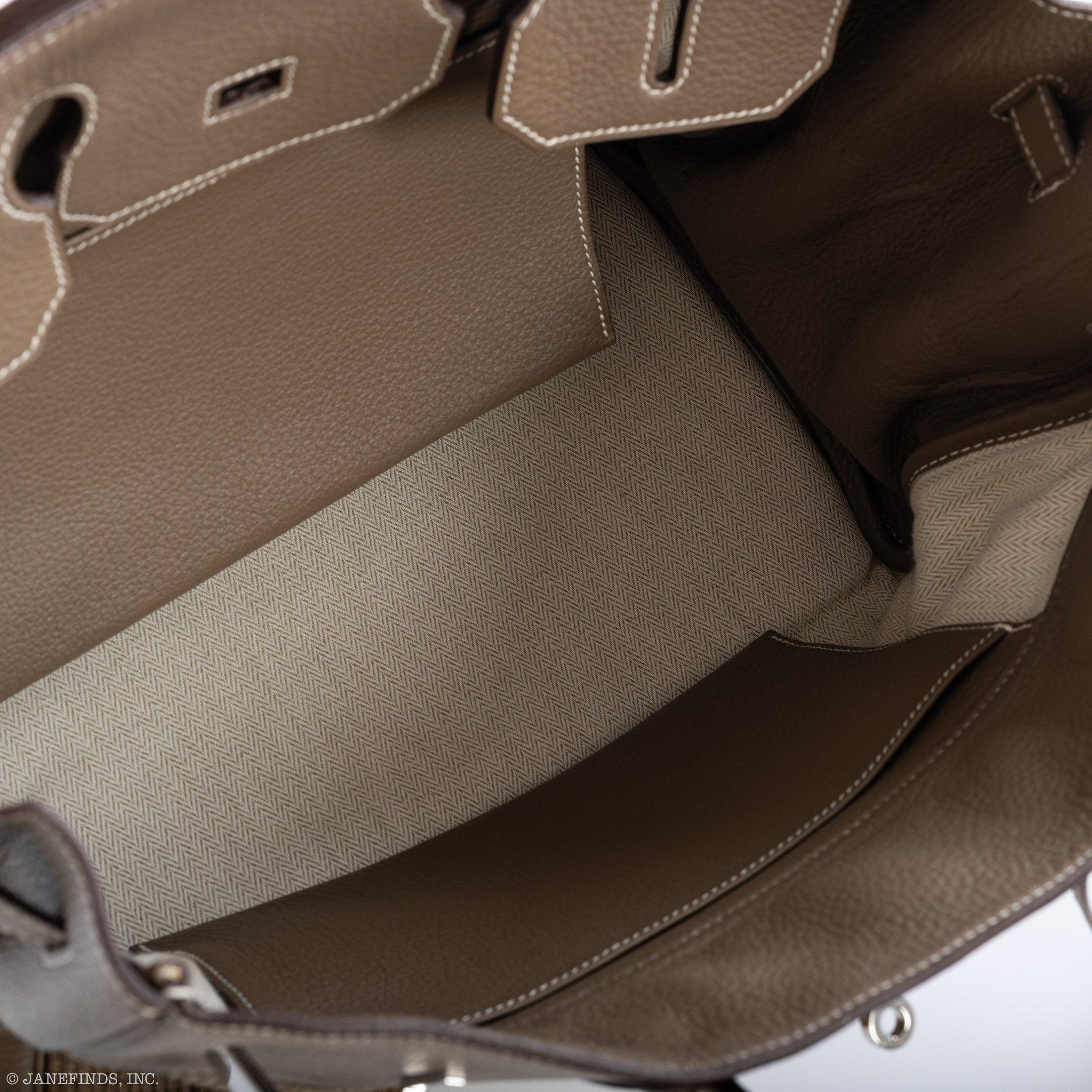 Hermes Birkin 35 Crinoline & Etoupe Clemence with Palladium Hardware - 2005, I Square - Exclusu