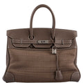 Hermes Birkin 35 Crinoline & Etoupe Clemence with Palladium Hardware - 2005, I Square - Exclusu