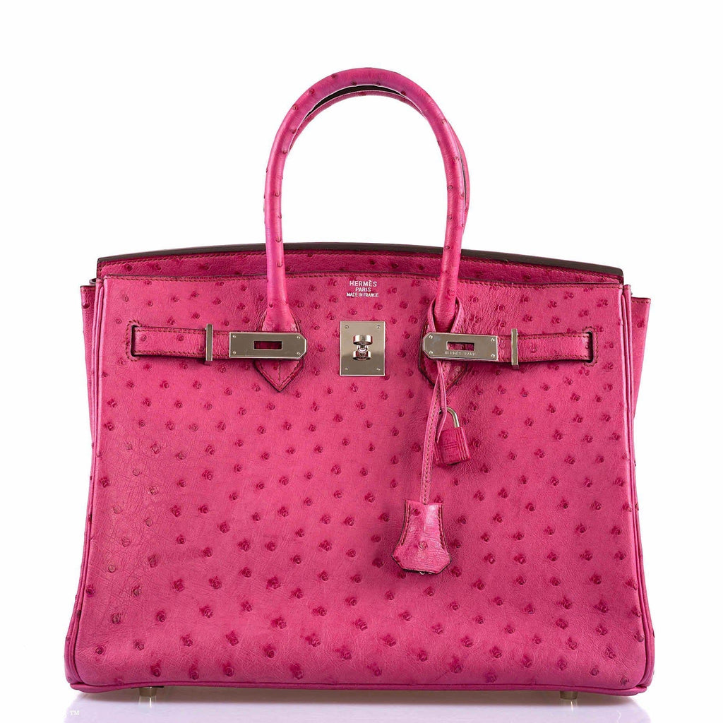 Hermes Birkin 35 Fuchsia Ostrich with Palladium Hardware - 2004, H Square - Exclusu