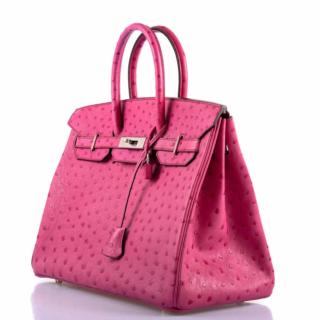 Hermes Birkin 35 Fuchsia Ostrich with Palladium Hardware - 2004, H Square - Exclusu