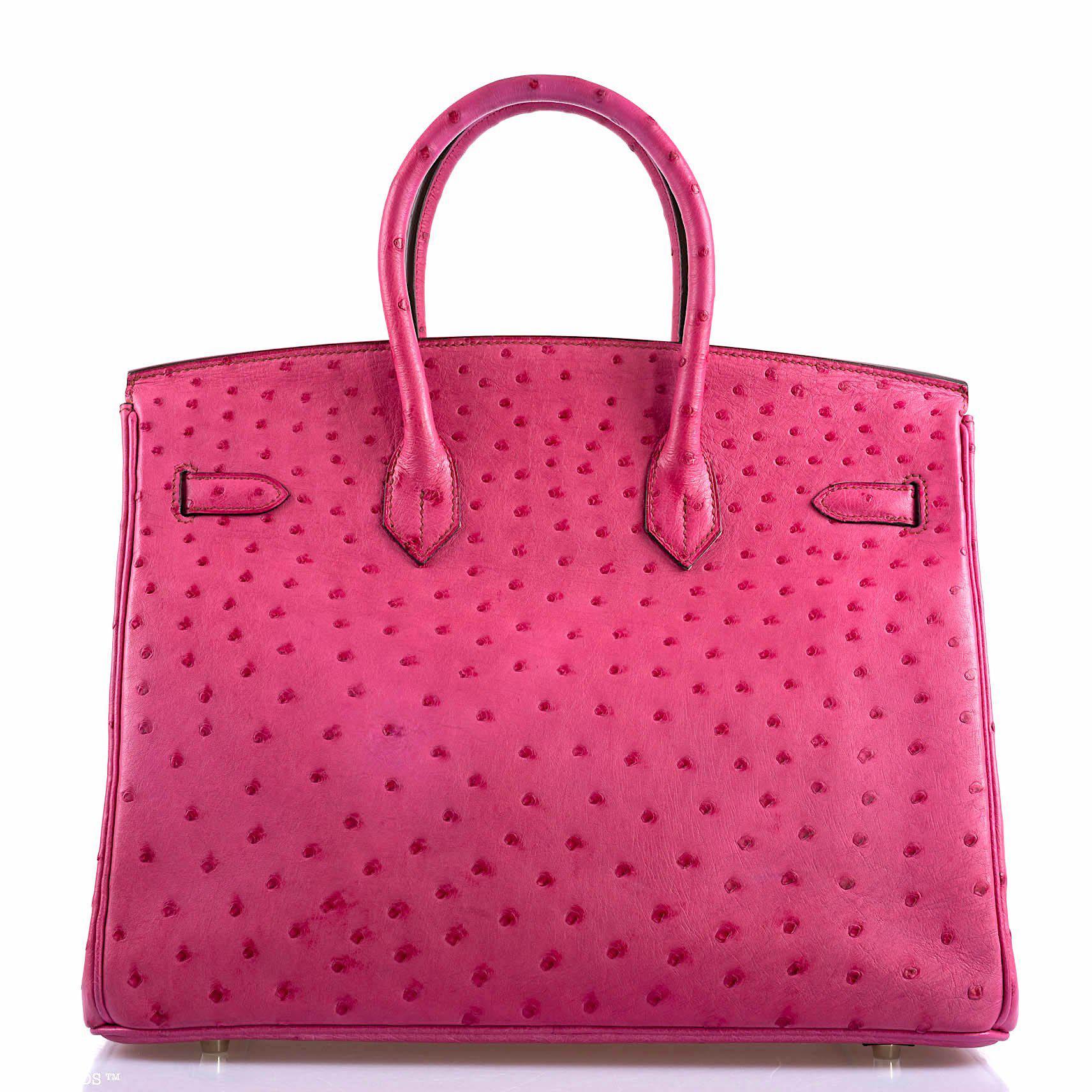 Hermes Birkin 35 Fuchsia Ostrich with Palladium Hardware - 2004, H Square - Exclusu