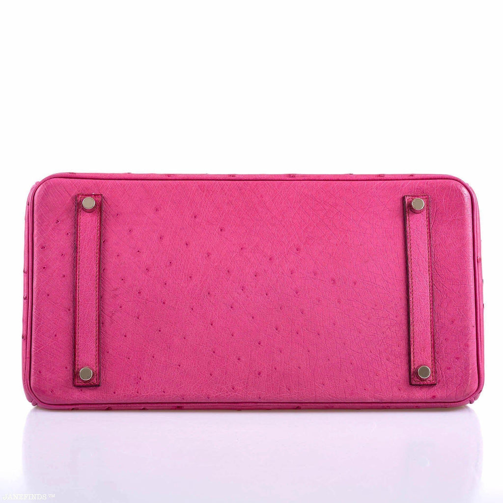 Hermes Birkin 35 Fuchsia Ostrich with Palladium Hardware - 2004, H Square - Exclusu