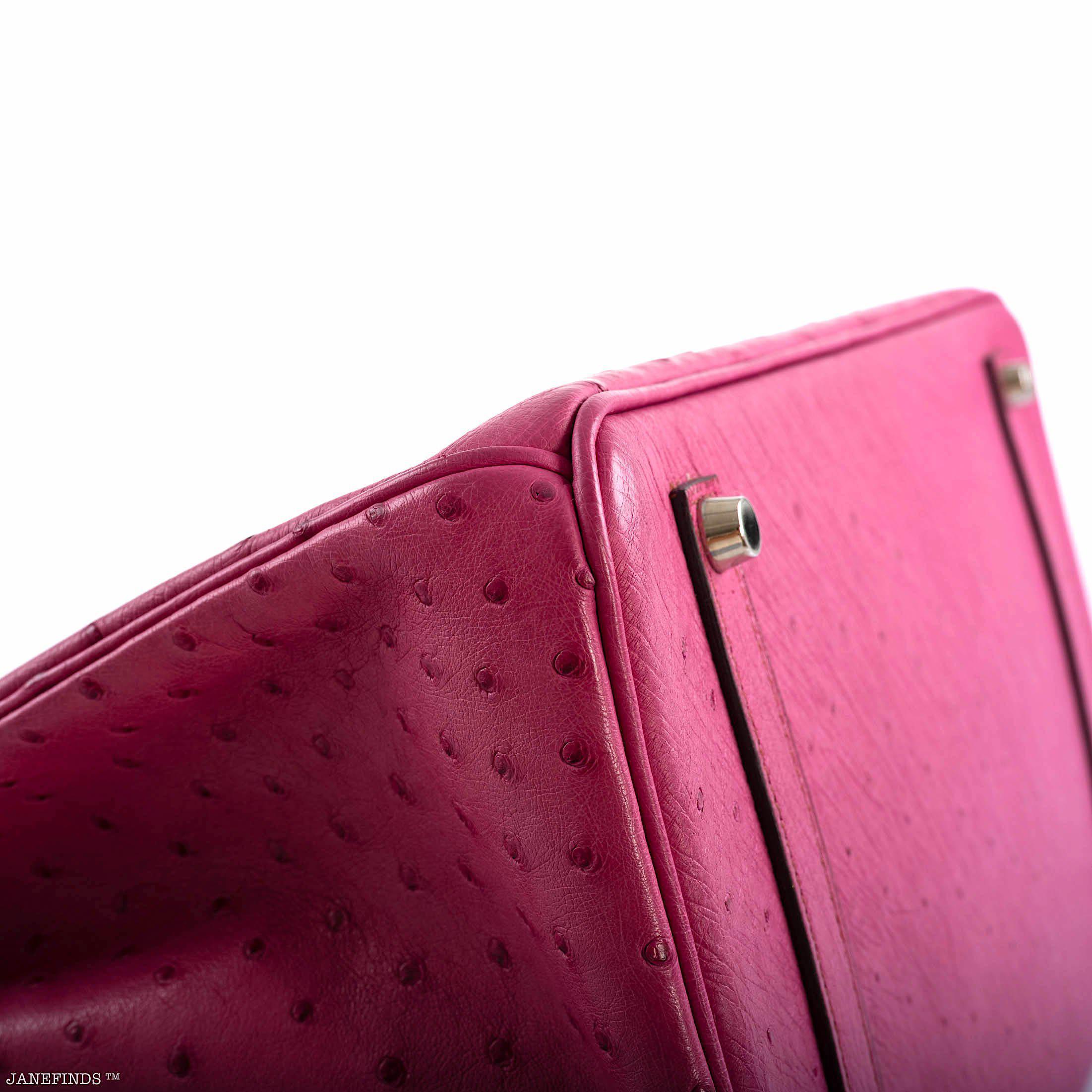 Hermes Birkin 35 Fuchsia Ostrich with Palladium Hardware - 2004, H Square - Exclusu