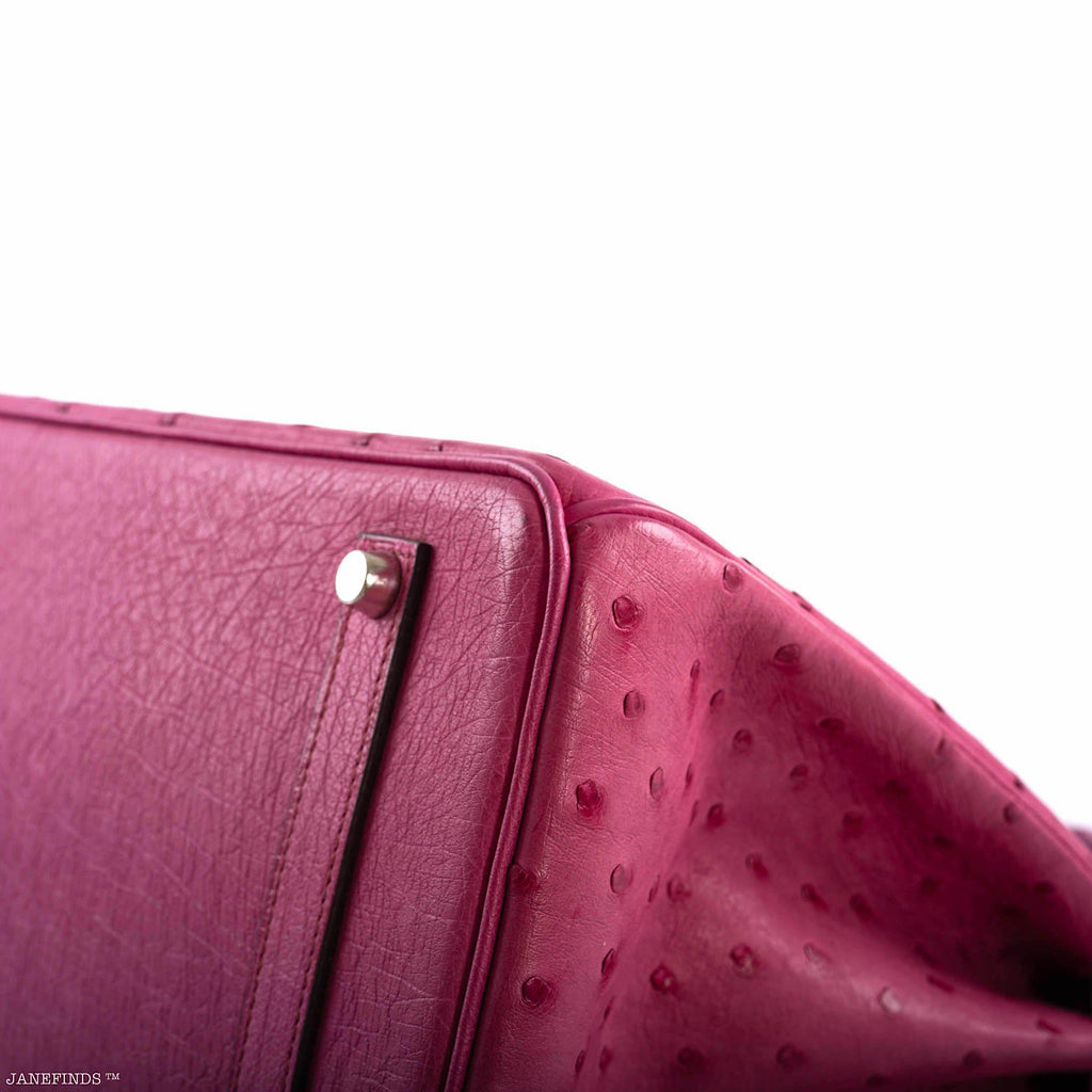 Hermes Birkin 35 Fuchsia Ostrich with Palladium Hardware - 2004, H Square - Exclusu