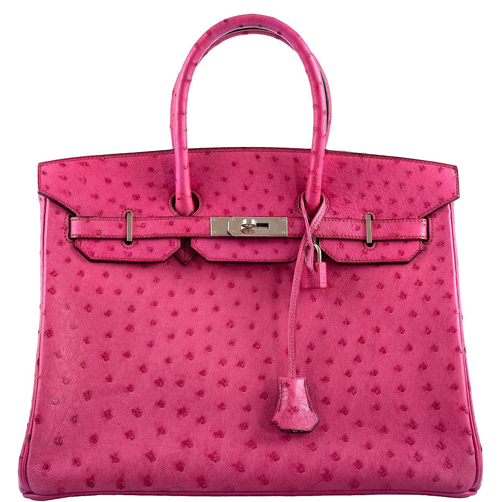 Hermes Birkin 35 Fuchsia Ostrich with Palladium Hardware - 2004, H Square - Exclusu