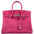 Hermes Birkin 35 Fuchsia Ostrich with Palladium Hardware - 2004, H Square - Exclusu