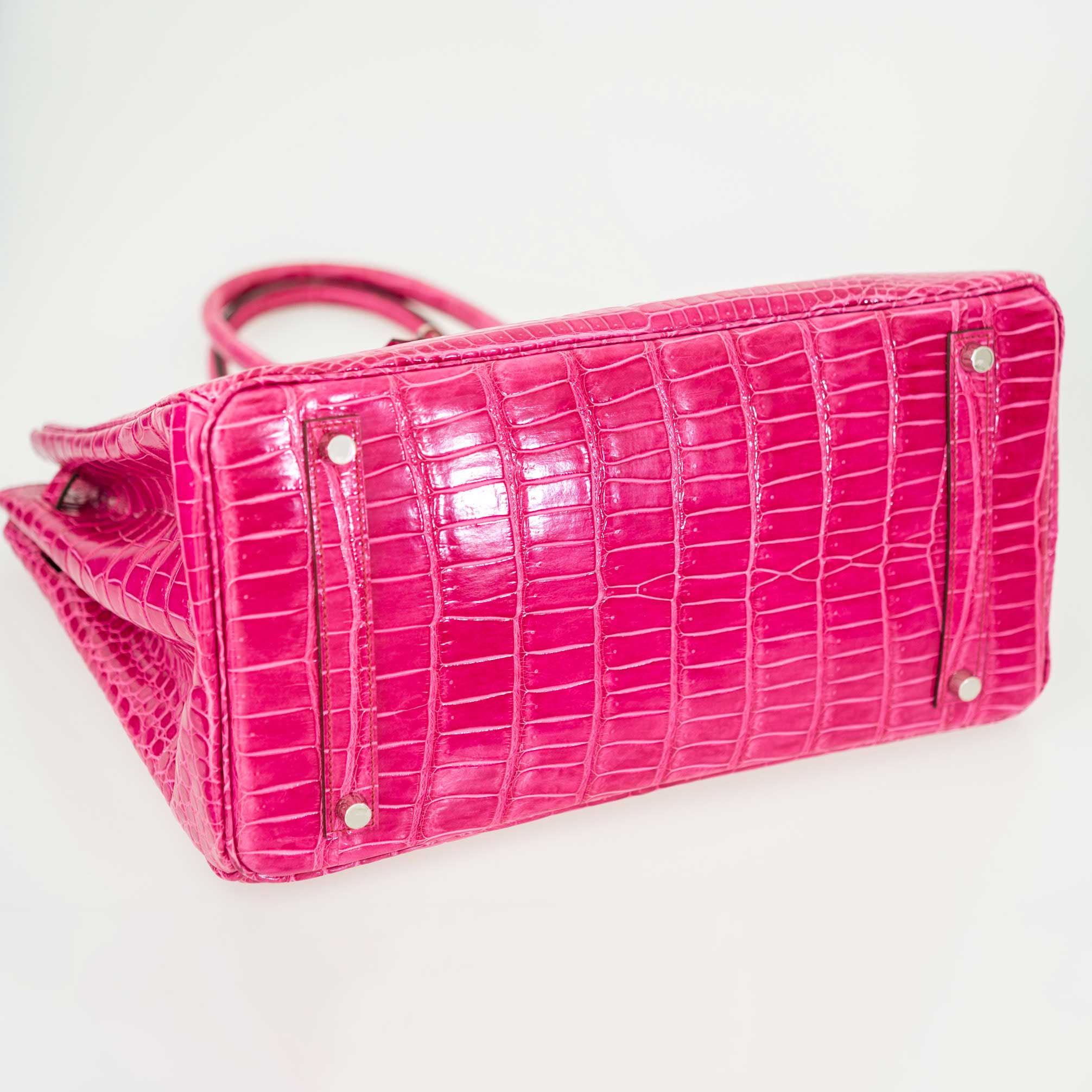 Hermes Birkin 35 Fuchsia Porosus Crocodile with Palladium Hardware - 2011, O Square - Exclusu