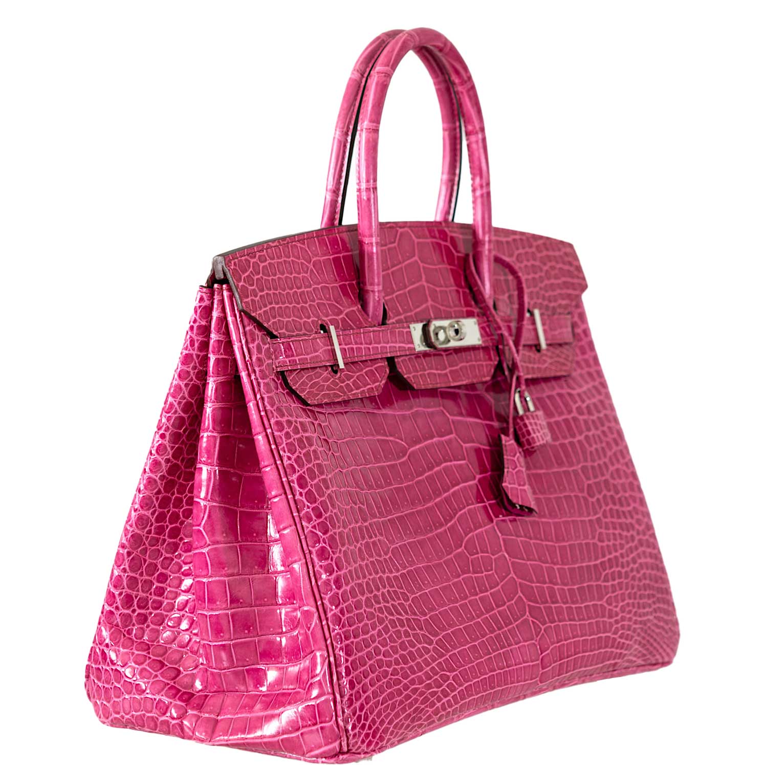 Hermes Birkin 35 Fuchsia Porosus Crocodile with Palladium Hardware - 2011, O Square - Exclusu
