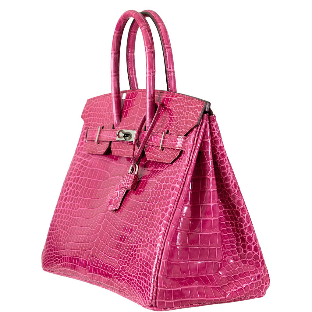Hermes Birkin 35 Fuchsia Porosus Crocodile with Palladium Hardware - 2011, O Square - Exclusu